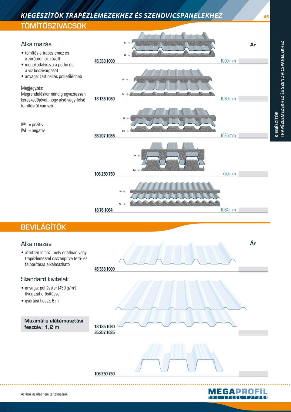 1035 1000 mm 1080 mm 1035 mm Ár Kiegészítők trapézlemezekhez és szendvicspanelekhez 106.250.750 750 mm 18.76.