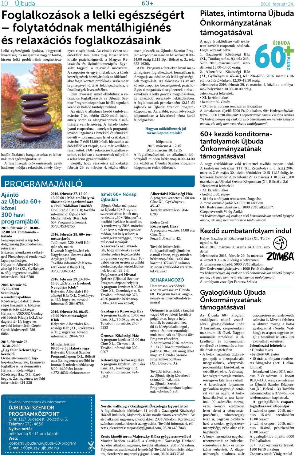 Helyszín: Albertfalvi Közösségi Ház (XI., Gyékényes u. 45.); ingyenes; további információ: 204-6788 2016. február 25. 15.00 17.00 Számítógép a mindennapokban Közösségi oldalak biztonságos használata.