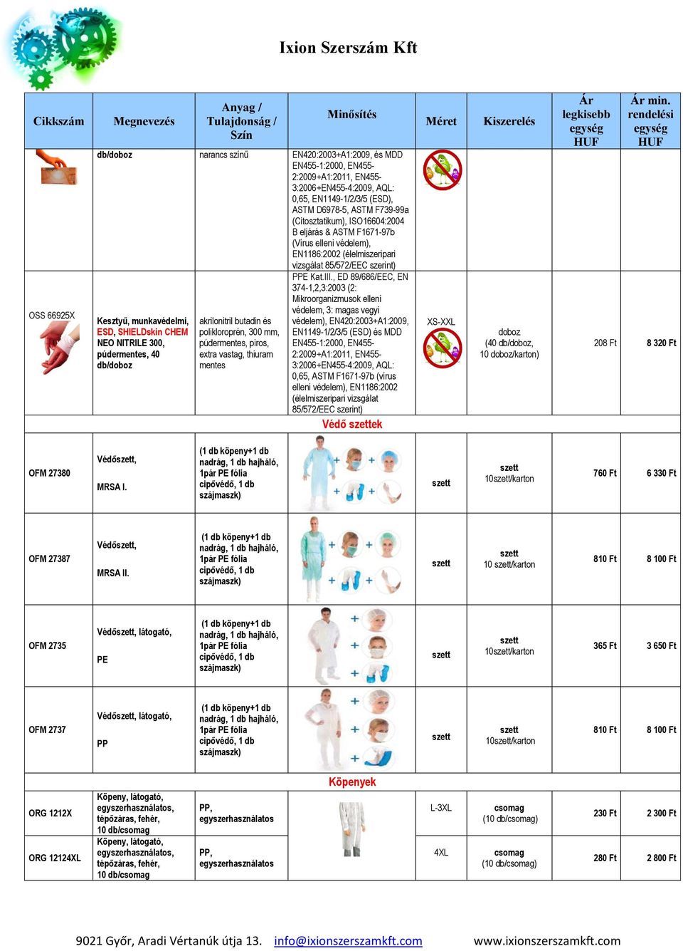 40 / akrilonitril butadin és polikloroprén, 300 mm, púdermentes, piros, extra vastag, thiuram mentes PPE Kat.III.