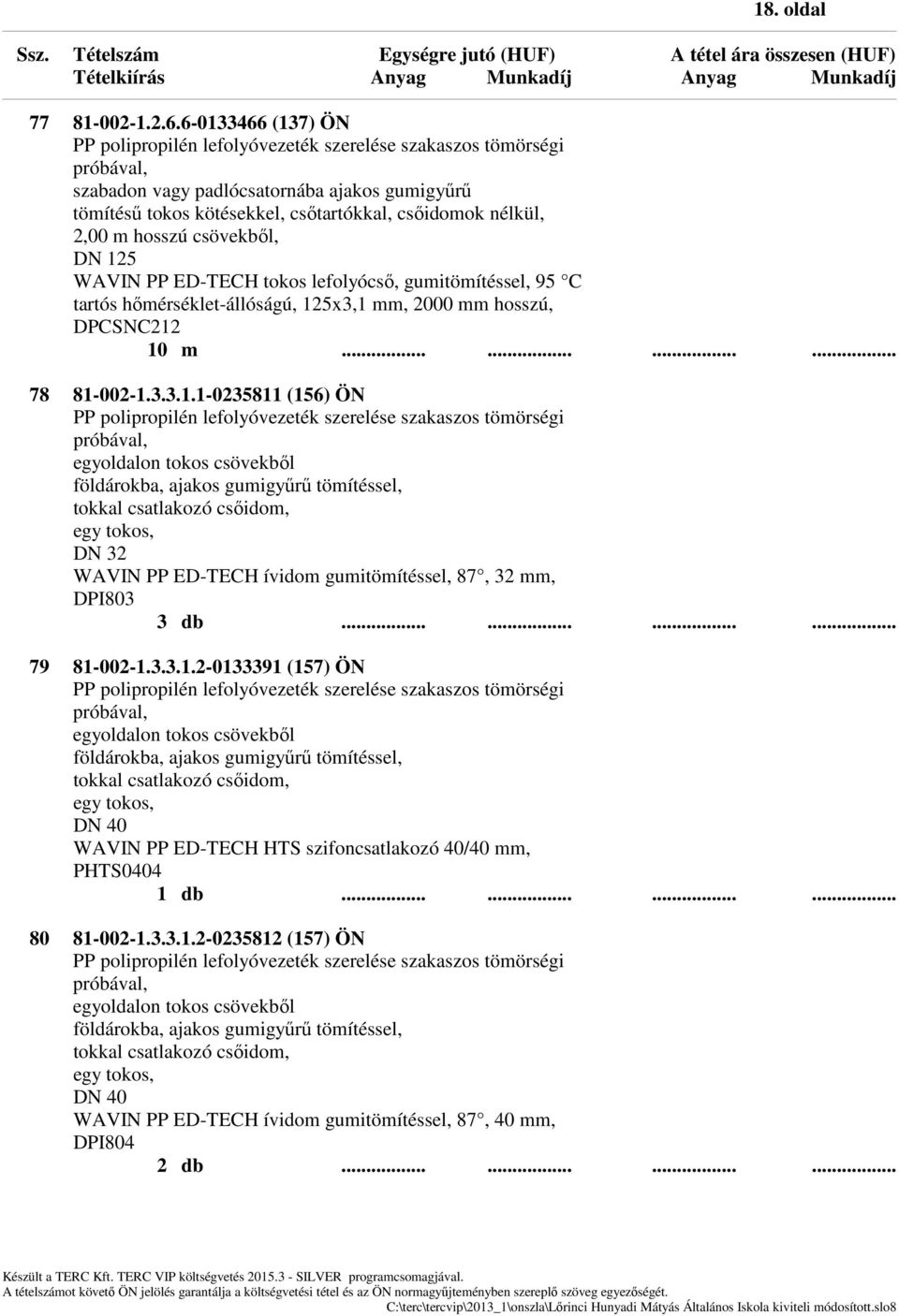 Ssz. Tételszám Egységre jutó (HUF) A tétel ára összesen (HUF) Tételkiírás  Anyag Munkadíj Anyag Munkadíj - PDF Free Download