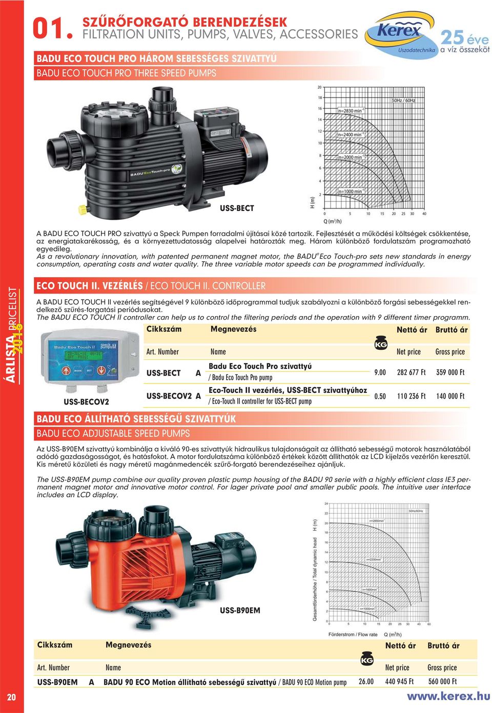 As a revolutionary innovation, with patented permanent magnet motor, the BADU Eco Touch-pro sets new standards in energy consumption, operating costs and water quality.