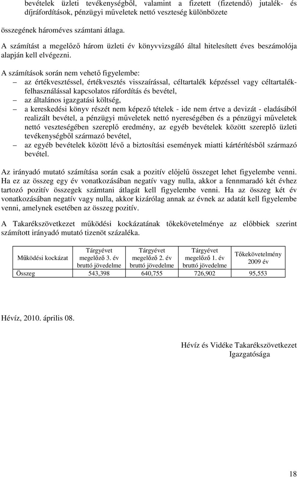 A számítások során nem vehetı figyelembe: az értékvesztéssel, értékvesztés visszaírással, céltartalék képzéssel vagy céltartalékfelhasználással kapcsolatos ráfordítás és bevétel, az általános