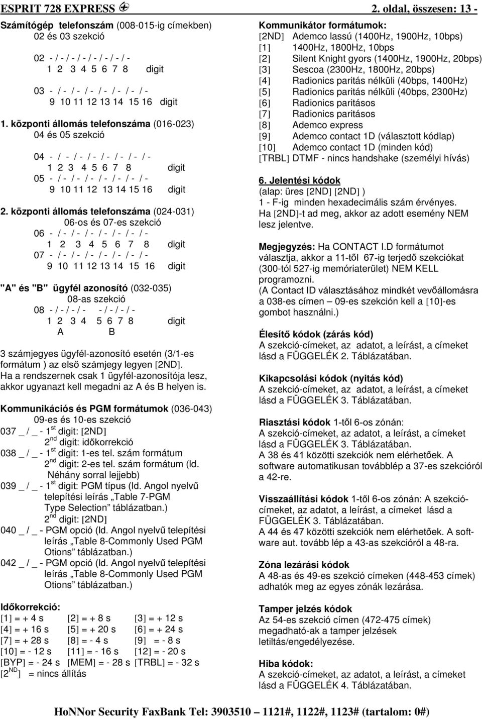 ESPRIT 728 EXPRESS 3.10 verzió Programozói leírás - PDF Free Download