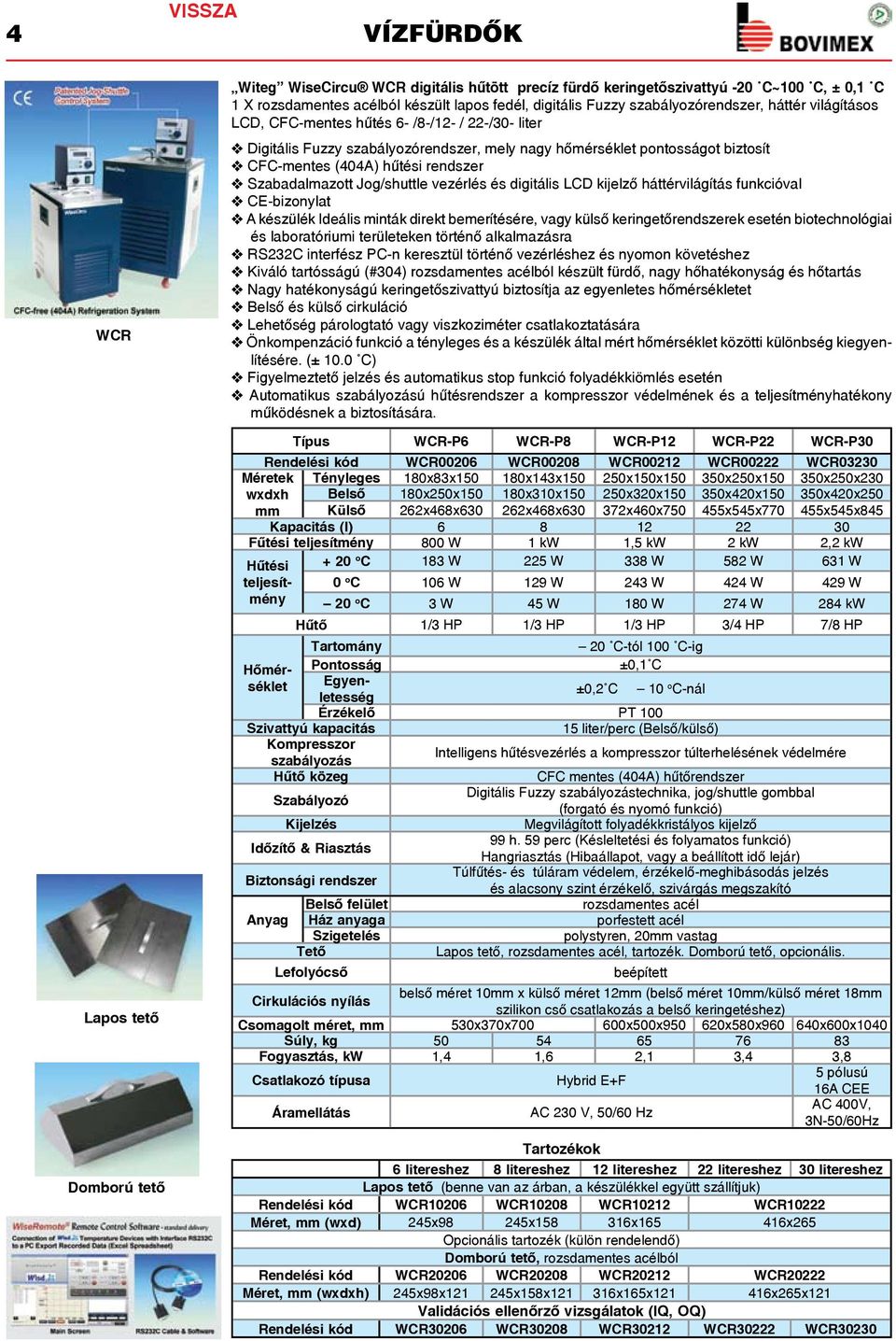 rendszer v Szabadalmazott Jog/shuttle vezérlés és digitális LCD kijelző háttérvilágítás funkcióval v A készülék Ideális minták direkt bemerítésére, vagy külső keringetőrendszerek esetén