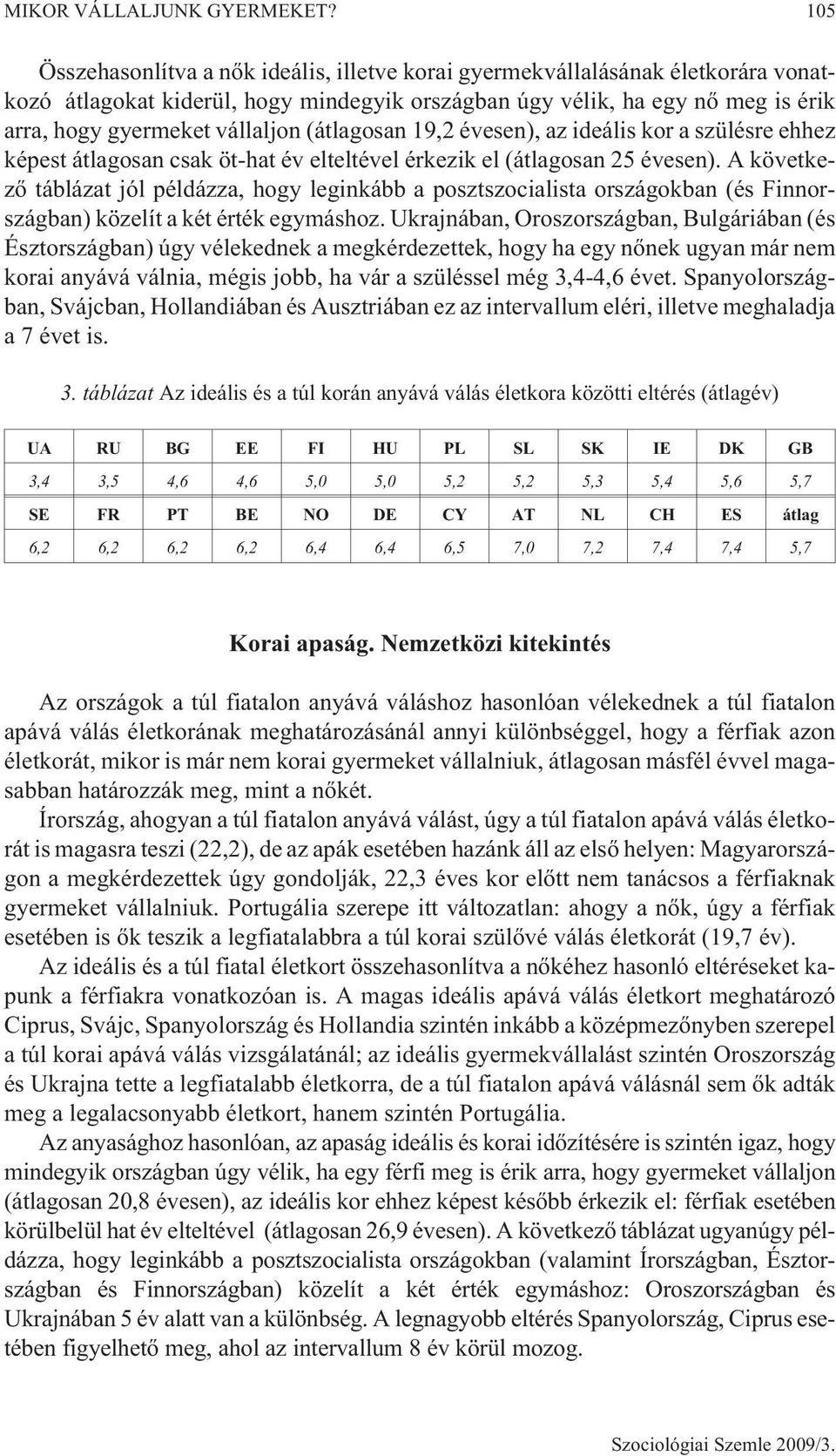 (átlagosan 19,2 évesen), az ideális kor a szülésre ehhez képest átlagosan csak öt-hat év elteltével érkezik el (átlagosan 25 évesen).