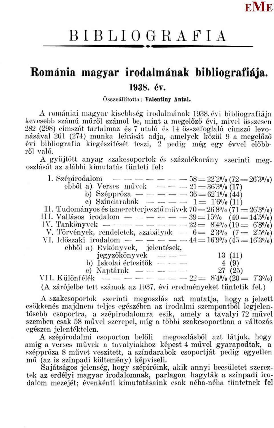 amelyek közül 9 a megelőző évi bibliográfia kiegészítését, teszi, 2 pedig még egy évvel élőbbről való.