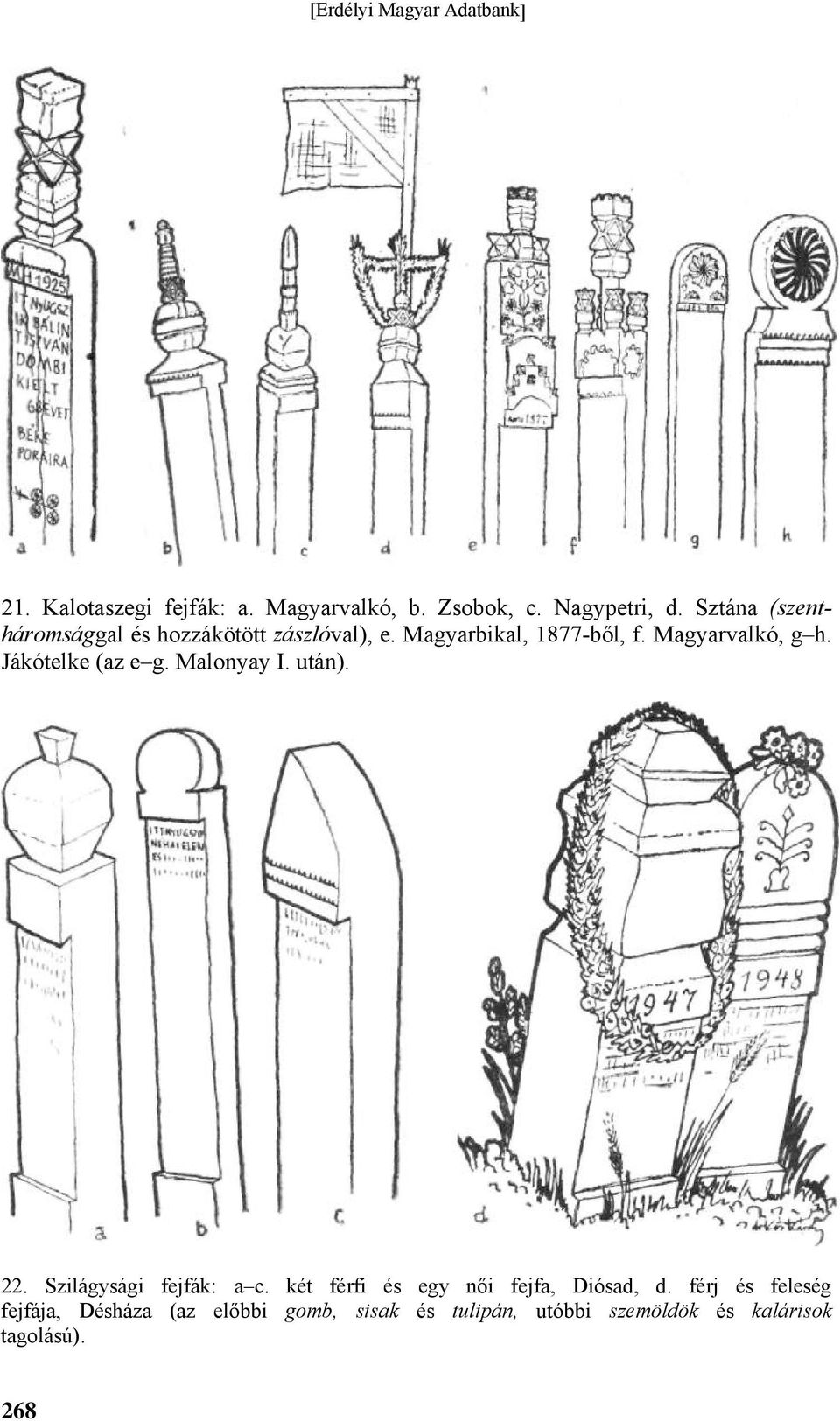 Magyarvalkó, g h. Jákótelke (az e g. Malonyay I. után). 22. Szilágysági fejfák: a c.