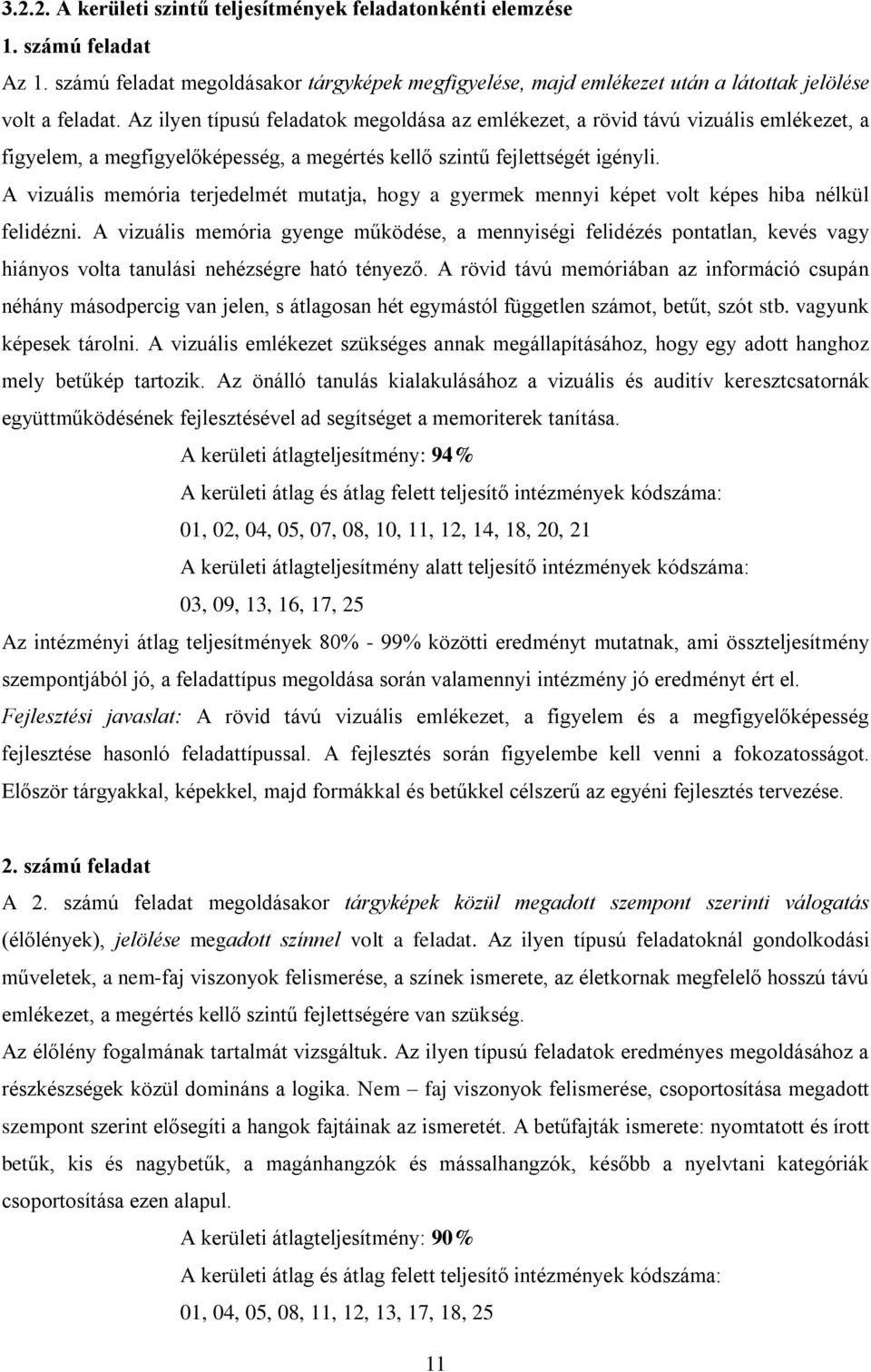 A vizuális memória terjedelmét mutatja, hogy a gyermek mennyi képet volt képes hiba nélkül felidézni.