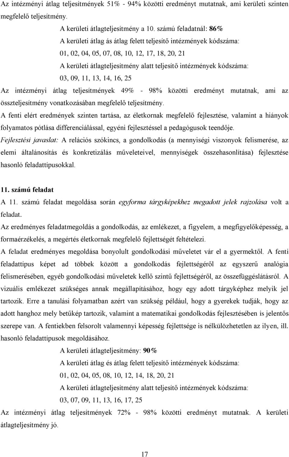 - 98% közötti eredményt mutatnak, ami az összteljesítmény vonatkozásában megfelelő teljesítmény.