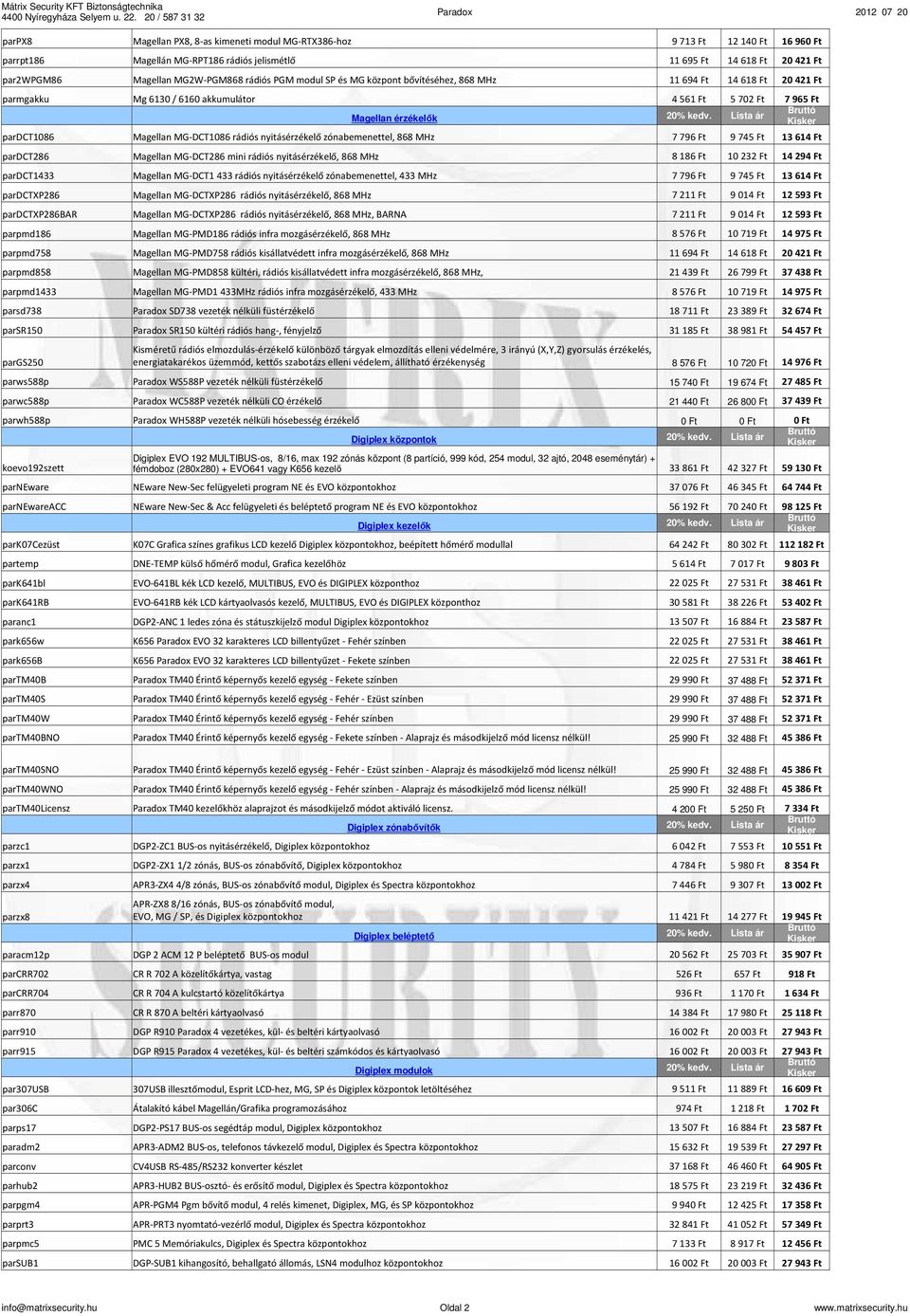 rádiós nyitásérzékelő zónabemenettel, 868 MHz Magellan MG-DCT286 mini rádiós nyitásérzékelő, 868 MHz Magellan MG-DCT1 433 rádiós nyitásérzékelő zónabemenettel, 433 MHz Magellan MG-DCTXP286 rádiós