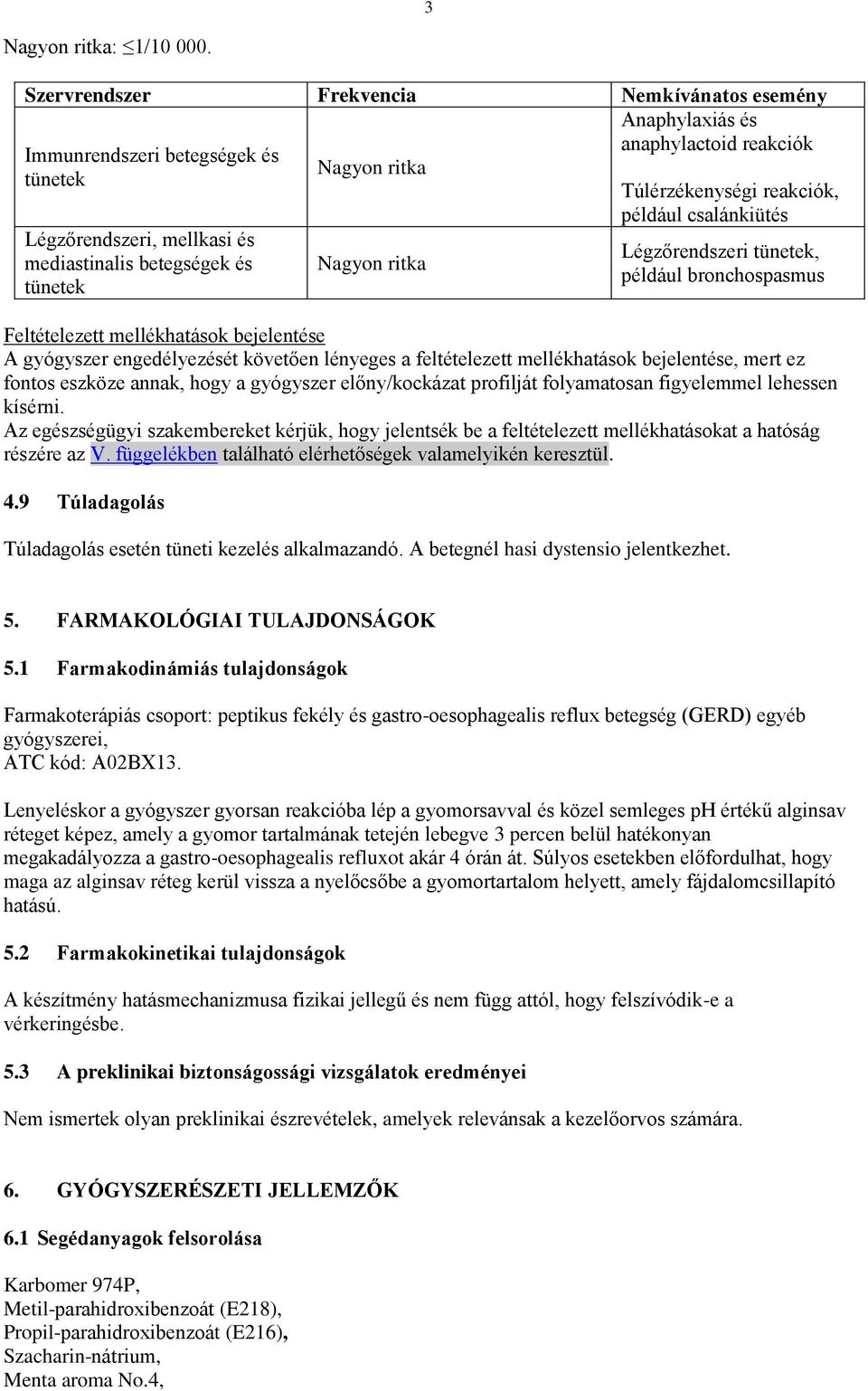 Nagyon ritka Túlérzékenységi reakciók, például csalánkiütés Légzőrendszeri tünetek, például bronchospasmus Feltételezett mellékhatások bejelentése A gyógyszer engedélyezését követően lényeges a