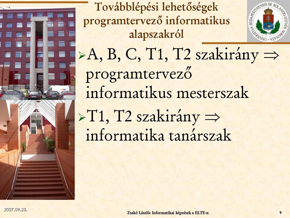 informatikus mesterszak T1, T2 szakirány informatika