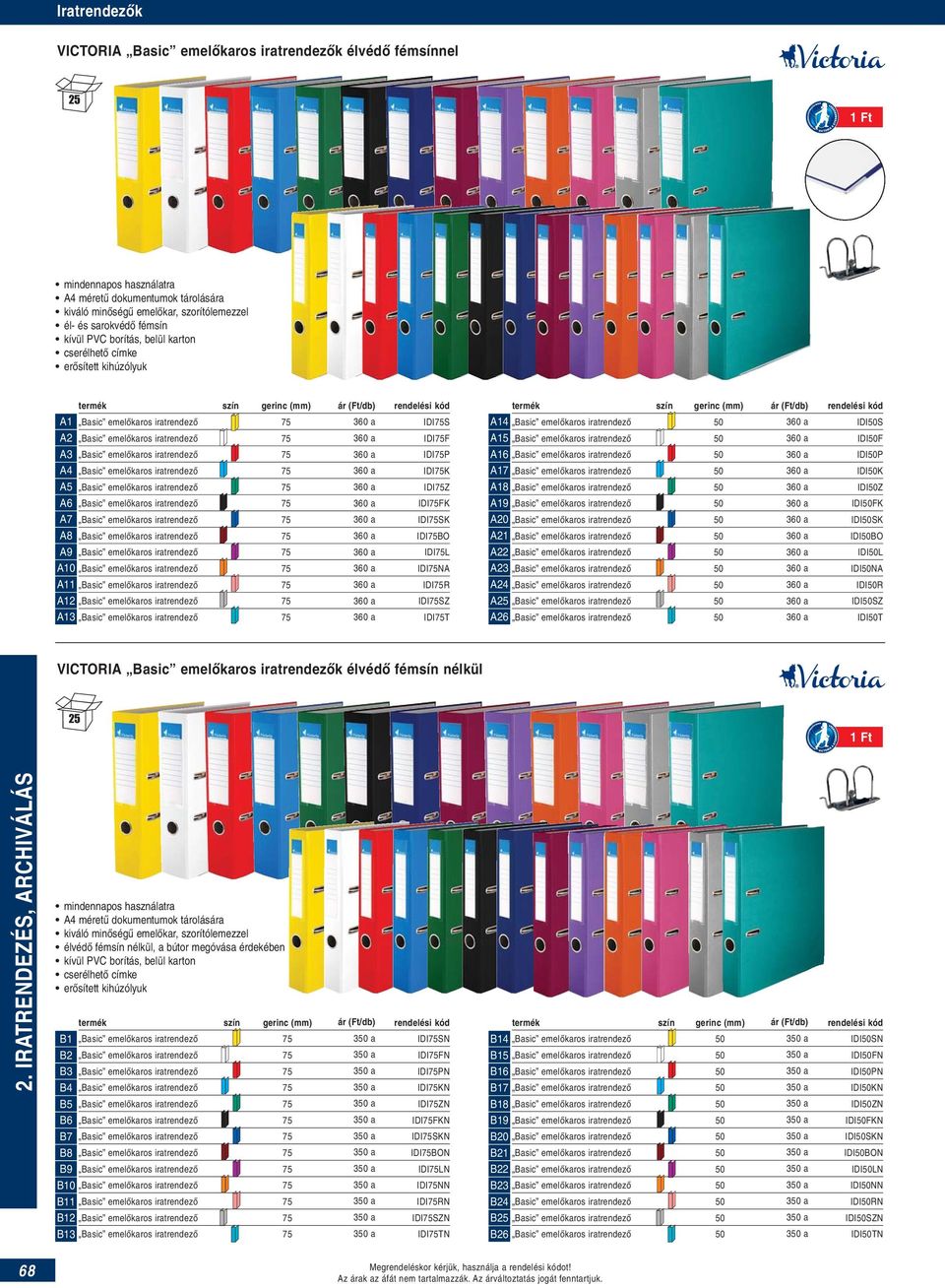 a IDIK A5 Basic emelőkaros iratrendező 360 a IDIZ A6 Basic emelőkaros iratrendező 360 a IDIFK A7 Basic emelőkaros iratrendező 360 a IDISK A8 Basic emelőkaros iratrendező 360 a IDIBO A9 Basic