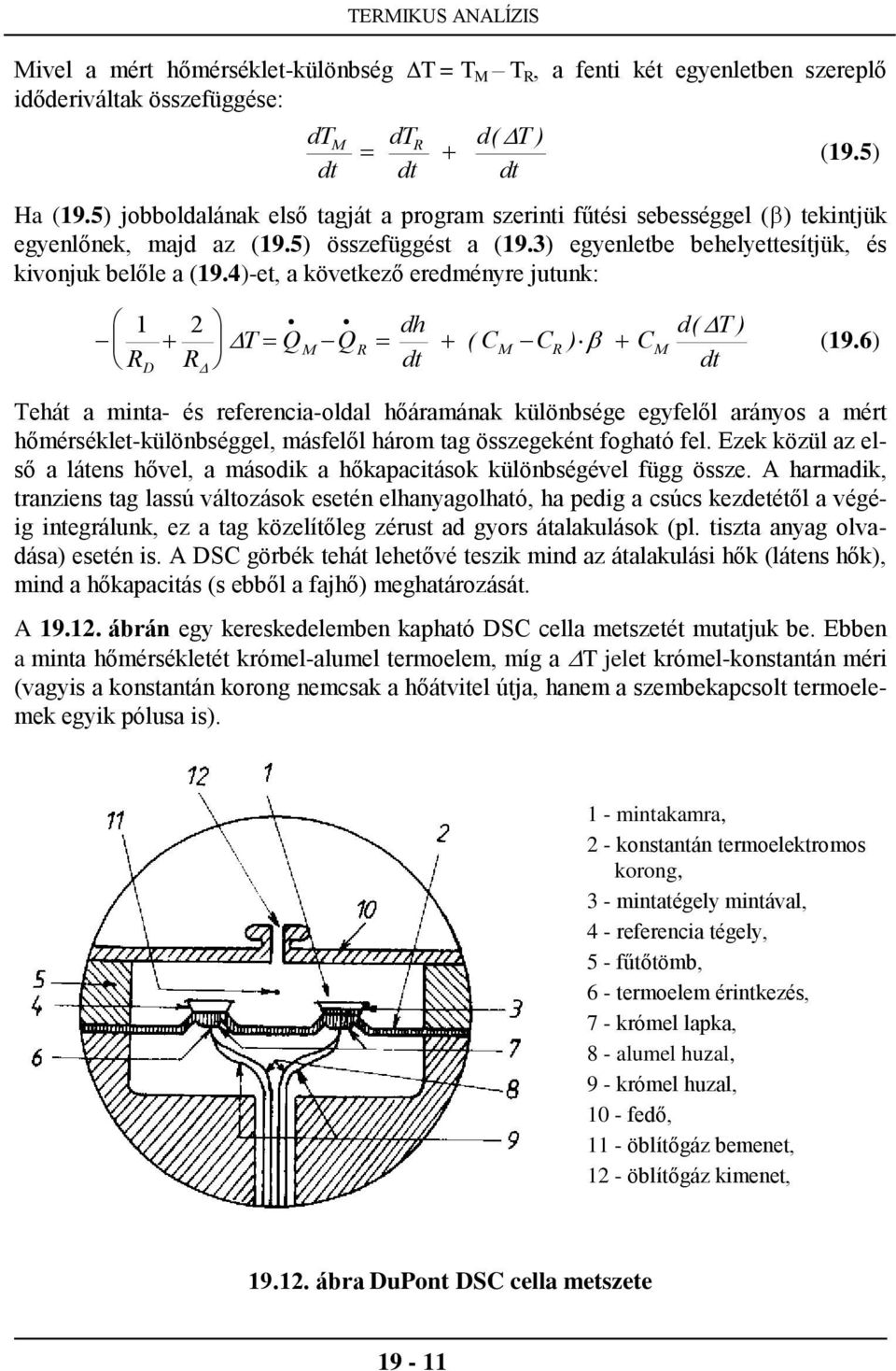 4)-et, a következő eredményre jutunk: 1 2 dh T Q Q C C C d ( T ) M R ( M R ) M R R dt dt D (19.