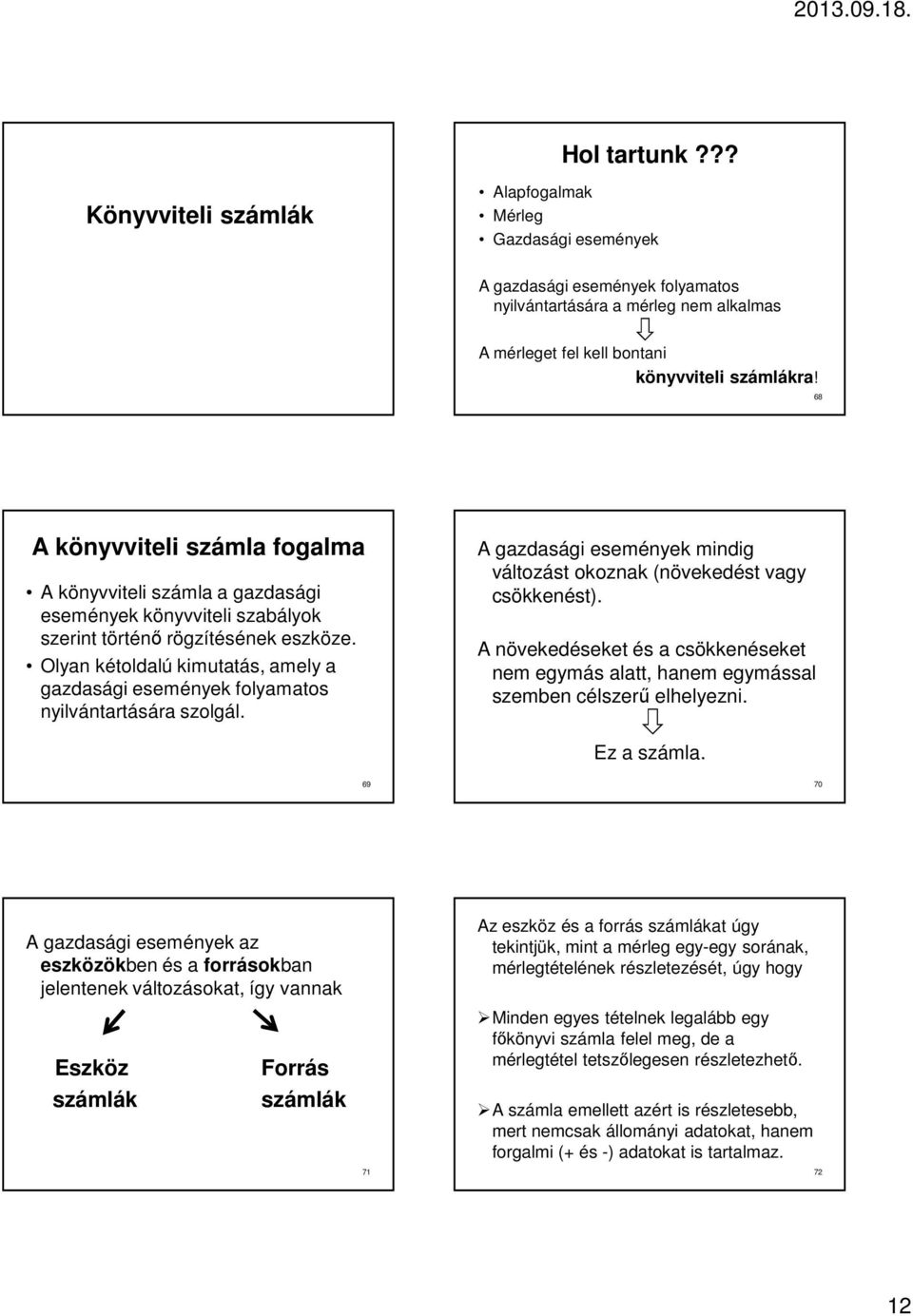 Olyan kétoldalú kimutatás, amely a gazdasági események folyamatos nyilvántartására szolgál. A gazdasági események mindig változást okoznak (növekedést vagy csökkenést).