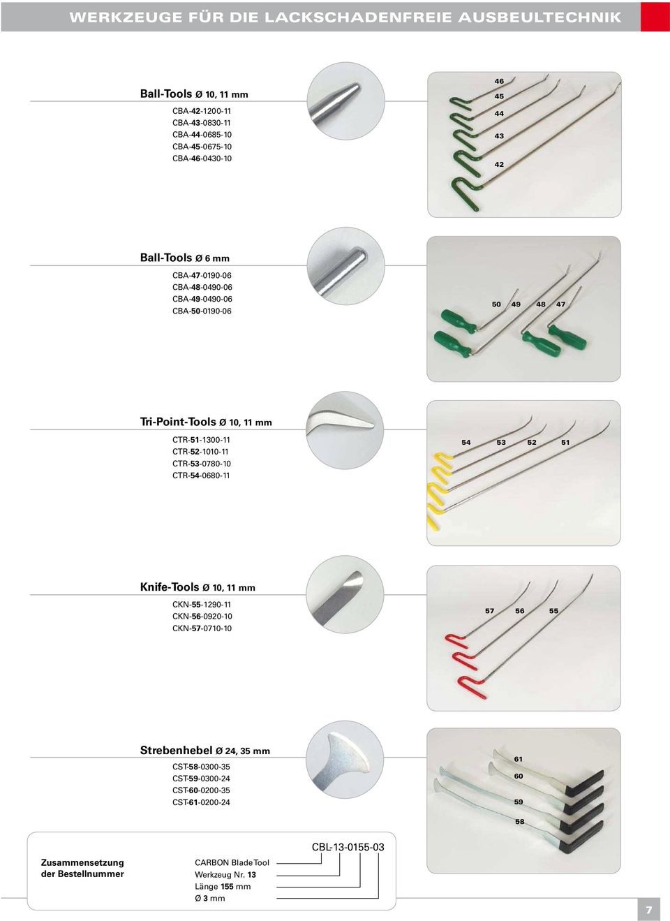 CTR-53-0780-10 CTR-54-0680-11 54 53 52 51 Knife-Tools Ø 10, 11 mm CKN-55-1290-11 CKN-56-0920-10 CKN-57-0710-10 57 56 55 Strebenhebel Ø 24, 35 mm CST-58-0300-35