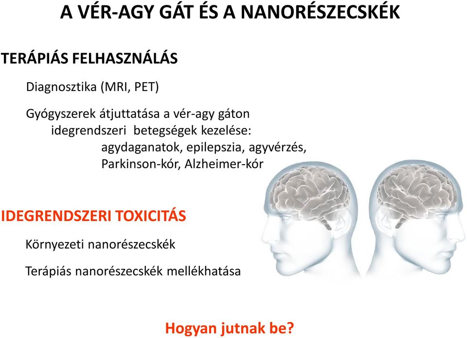 agydaganatok, epilepszia, agyvérzés, Parkinson-kór, Alzheimer-kór IDEGRENDSZERI