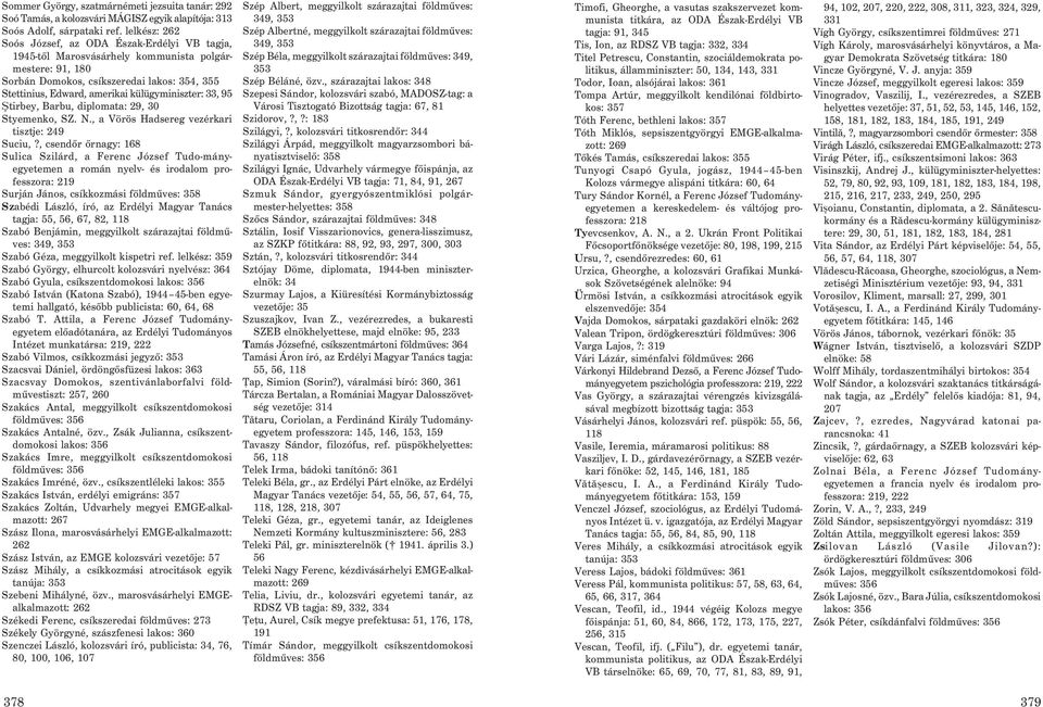 külügyminiszter: 33, 95 ªtirbey, Barbu, diplomata: 29, 30 Styemenko, SZ. N., a Vörös Hadsereg vezérkari tisztje: 249 Suciu,?