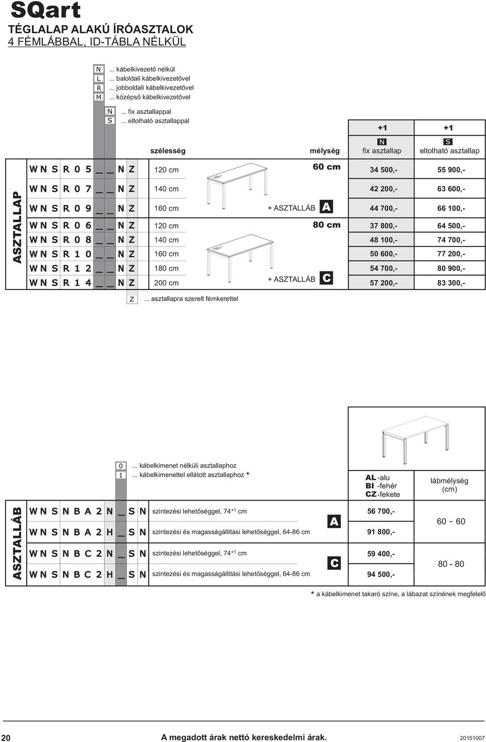 700,- 50 600,- 77 200,- 180 cm 54 700,- 80 900,- 200 cm 57 200,- 83 300,- A C... asztallapra szerelt fémkerettel... kábelkimenet nélküli asztallaphoz.