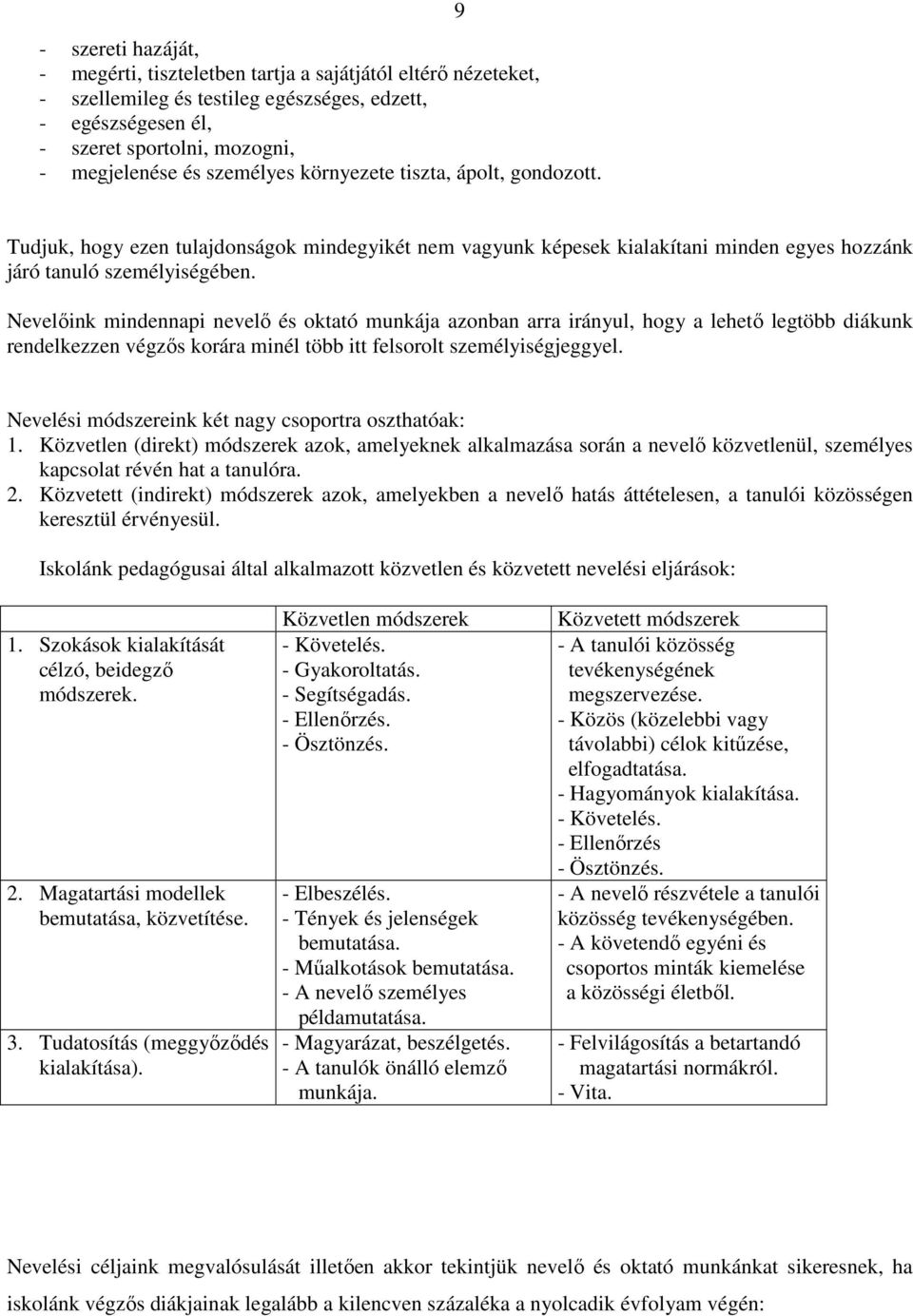 Nevelőink mindennapi nevelő és oktató munkája azonban arra irányul, hogy a lehető legtöbb diákunk rendelkezzen végzős korára minél több itt felsorolt személyiségjeggyel.