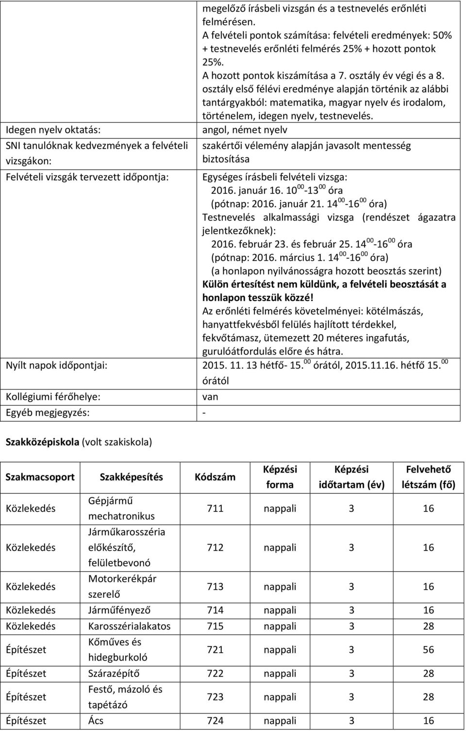 osztály első félévi eredménye alapján történik az alábbi tantárgyakból: matematika, magyar nyelv és irodalom, történelem, idegen nyelv, testnevelés.