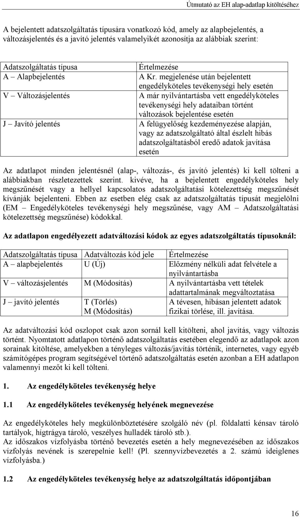 megjelenése után bejelentett engedélyköteles tevékenységi hely esetén A már nyilvántartásba vett engedélyköteles tevékenységi hely adataiban történt változások bejelentése esetén A felügyelőség