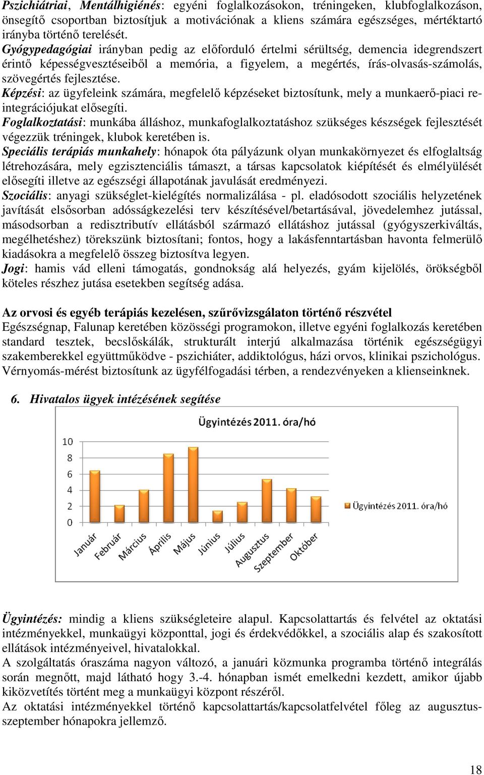 Gyógypedagógiai irányban pedig az előforduló értelmi sérültség, demencia idegrendszert érintő képességvesztéseiből a memória, a figyelem, a megértés, írás-olvasás-számolás, szövegértés fejlesztése.