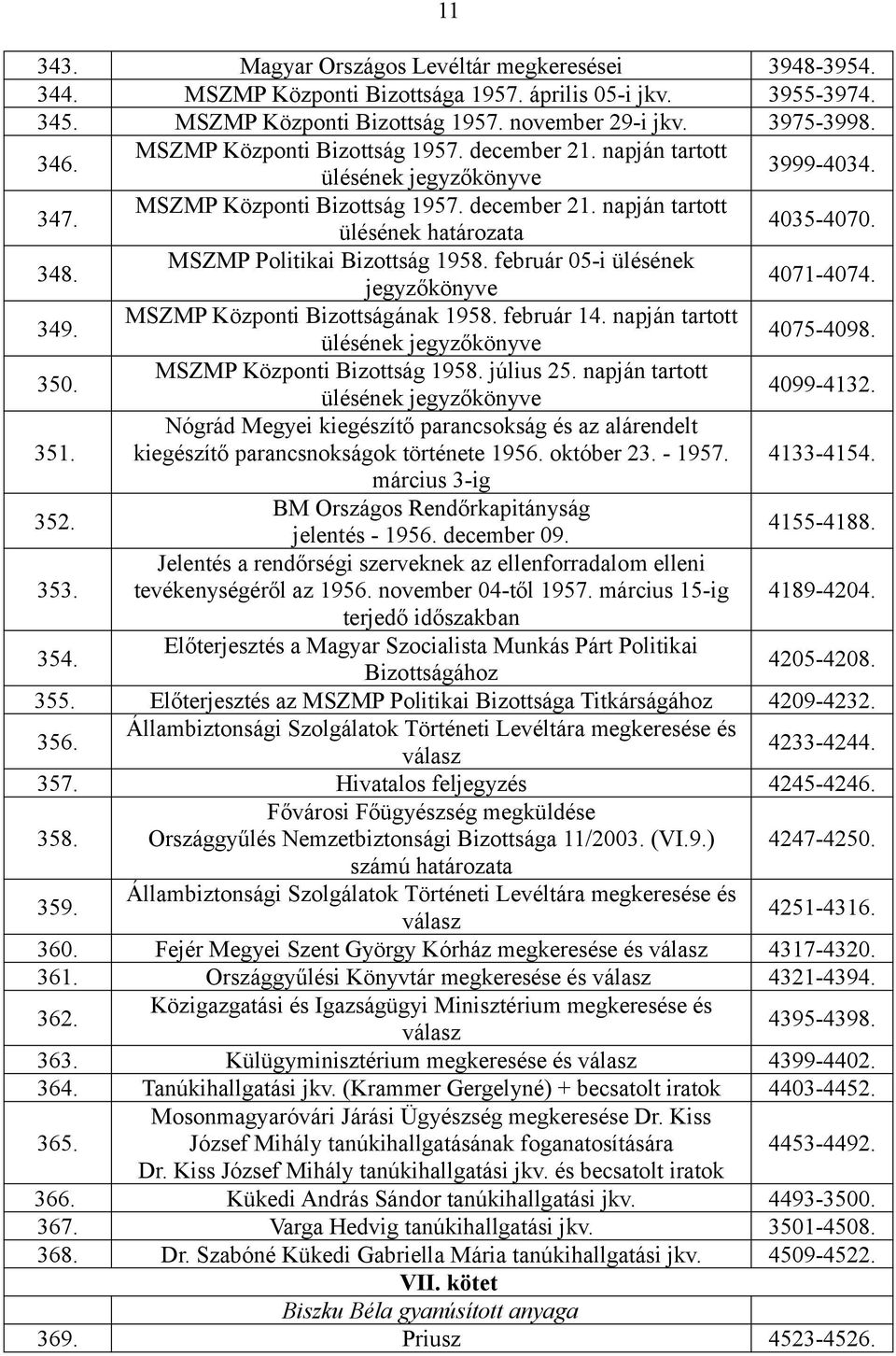 MSZMP Politikai Bizottság 1958. február 05-i ülésének jegyzőkönyve 4071-4074. 349. MSZMP Központi Bizottságának 1958. február 14. napján tartott ülésének jegyzőkönyve 4075-4098. 350.