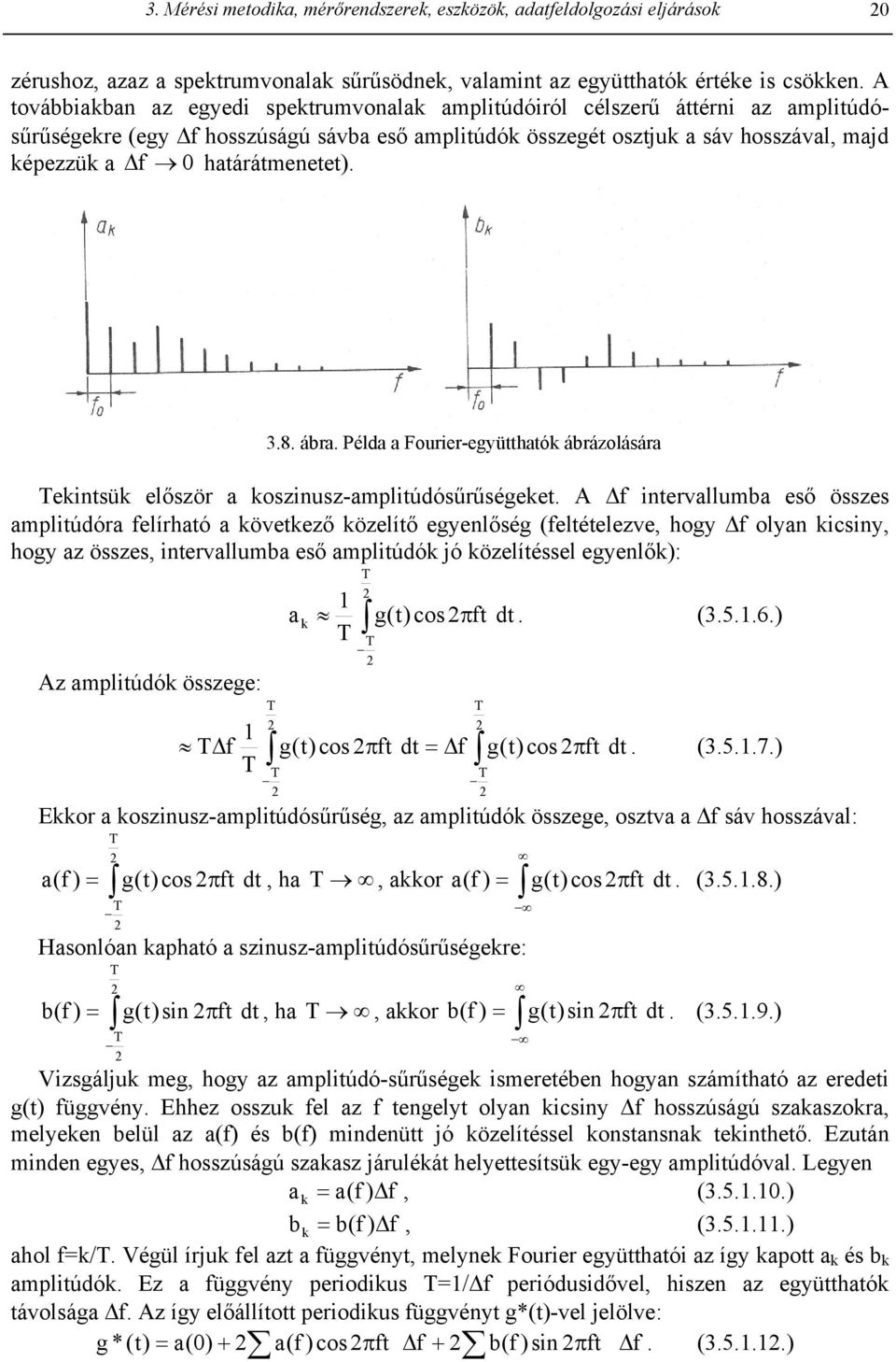 határátmenetet). 3.8. ábra. Példa a Fourier-együtthatók ábrázolására Tekintsük először a koszinusz-amplitúdósűrűségeket.