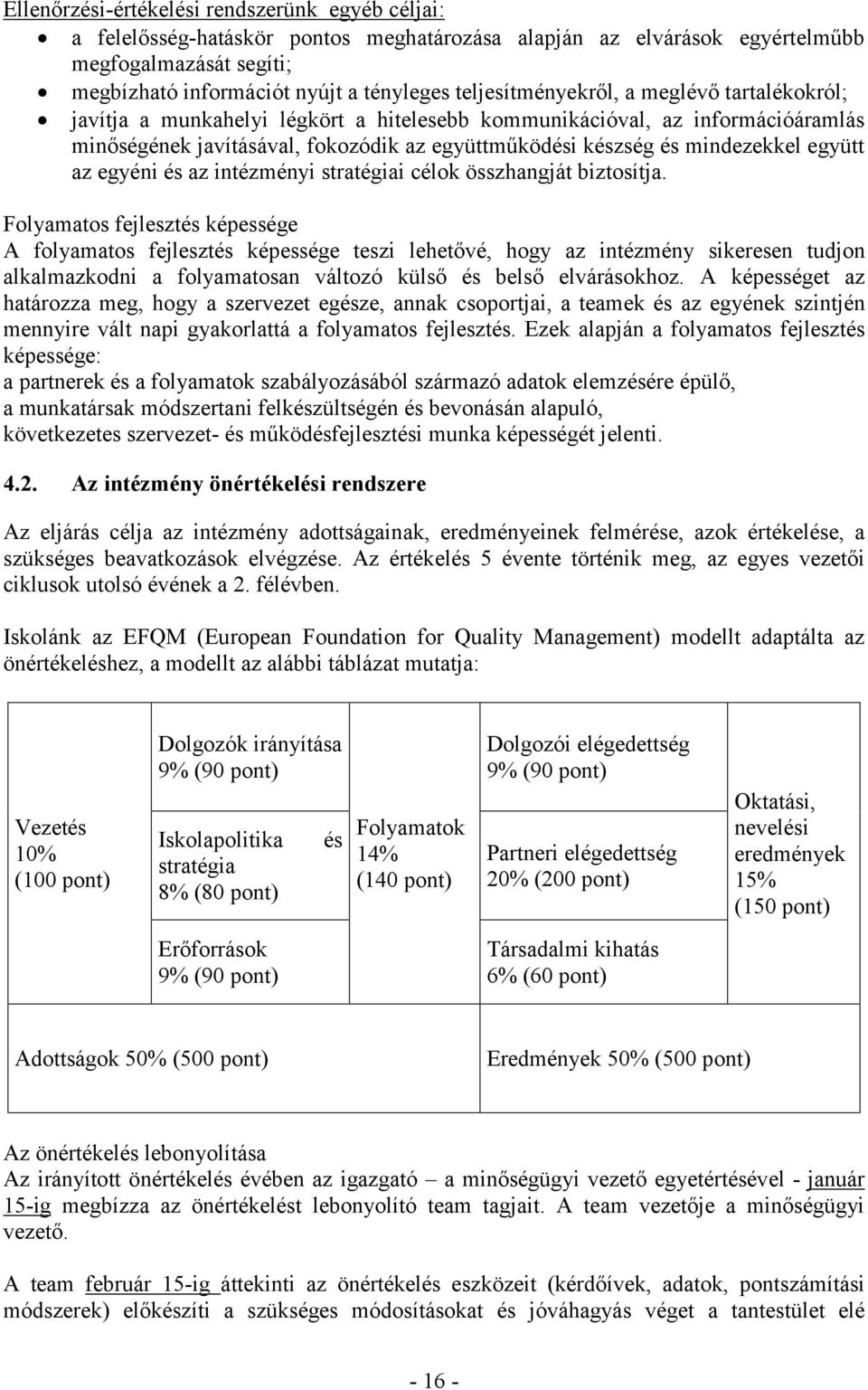 egyéni és az intézényi stratégiai célok összhangját biztosítja.