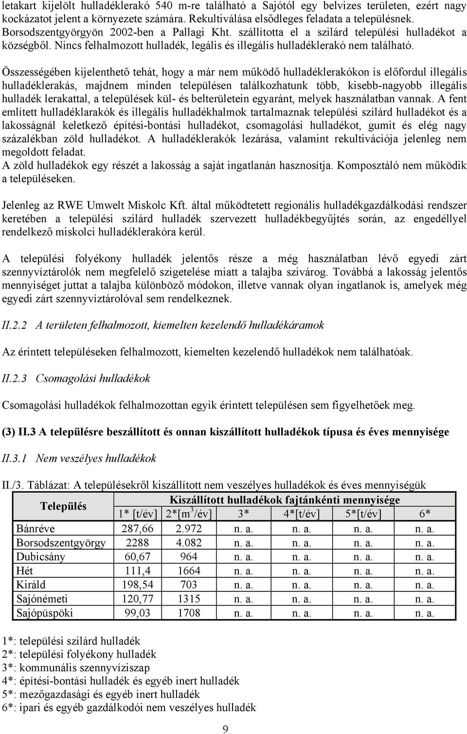 Összességében kijelenthető tehát, hogy a már nem működő hulladéklerakókon is előfordul illegális hulladéklerakás, majdnem minden településen találkozhatunk több, kisebb-nagyobb illegális hulladék
