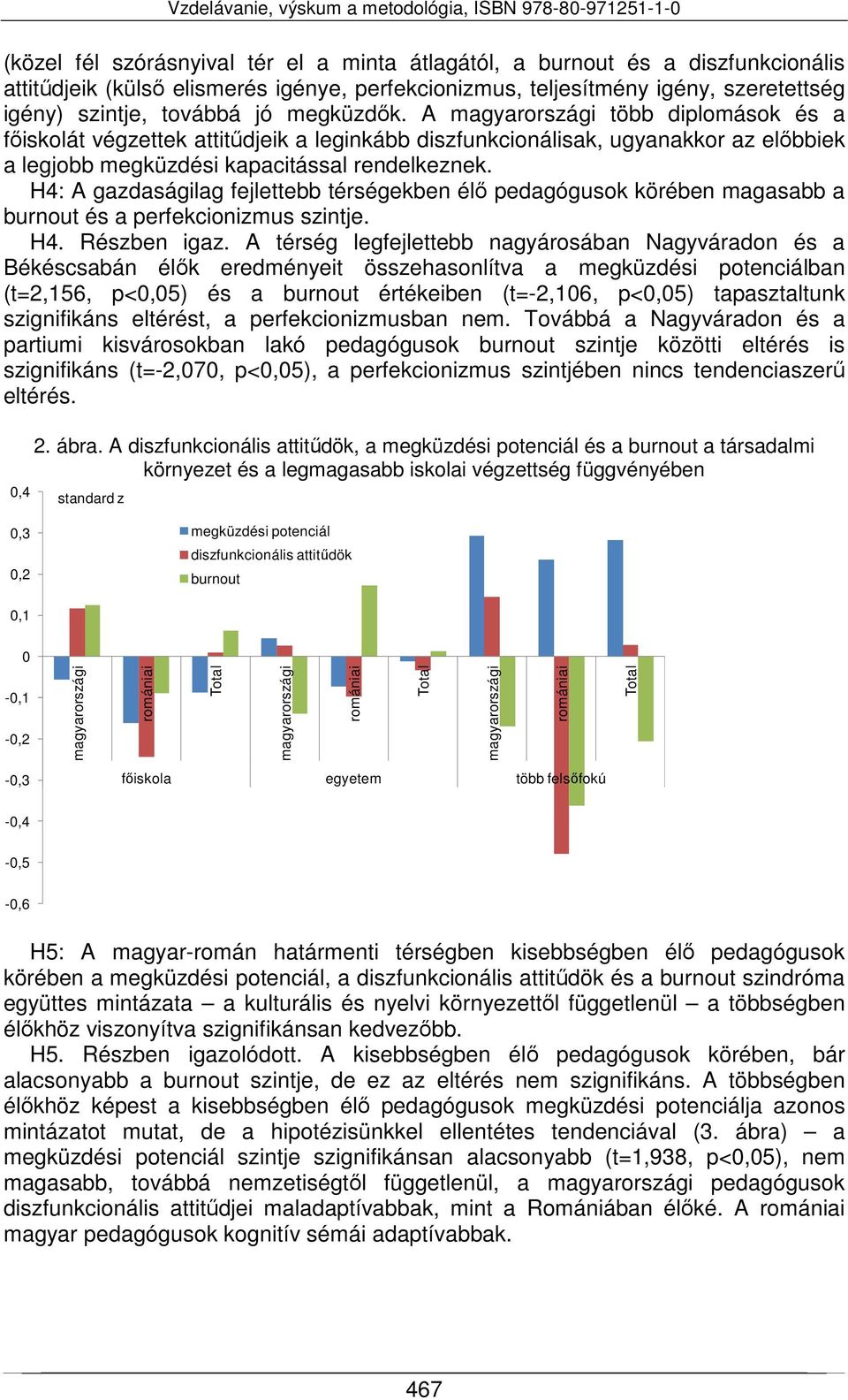 H4: A gazdaságilag fejlettebb térségekben élő pedagógusok körében magasabb a burnout és a perfekcionizmus szintje. H4. Részben igaz.