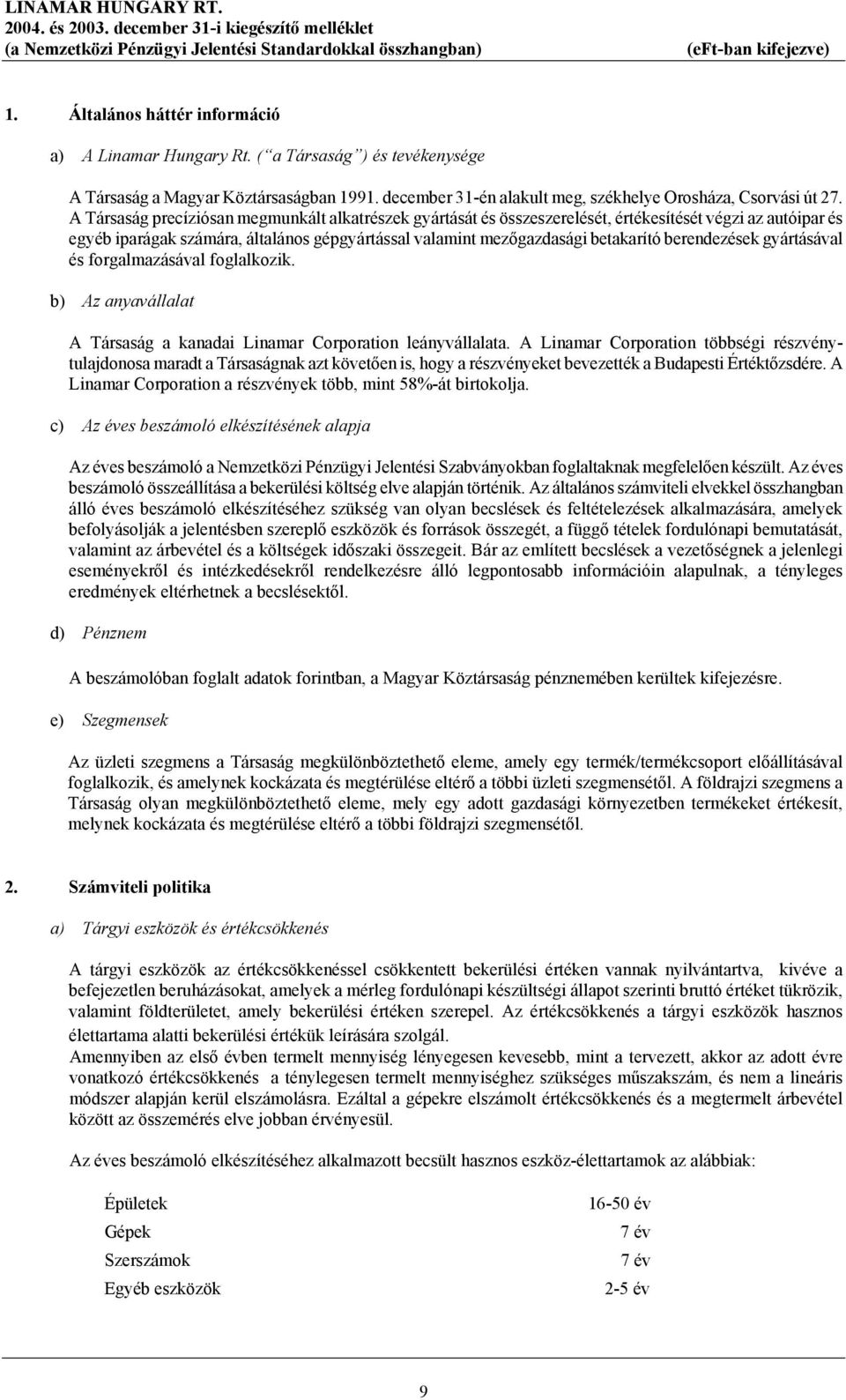 A Társaság precíziósan megmunkált alkatrészek gyártását és összeszerelését, értékesítését végzi az autóipar és egyéb iparágak számára, általános gépgyártással valamint mezőgazdasági betakarító