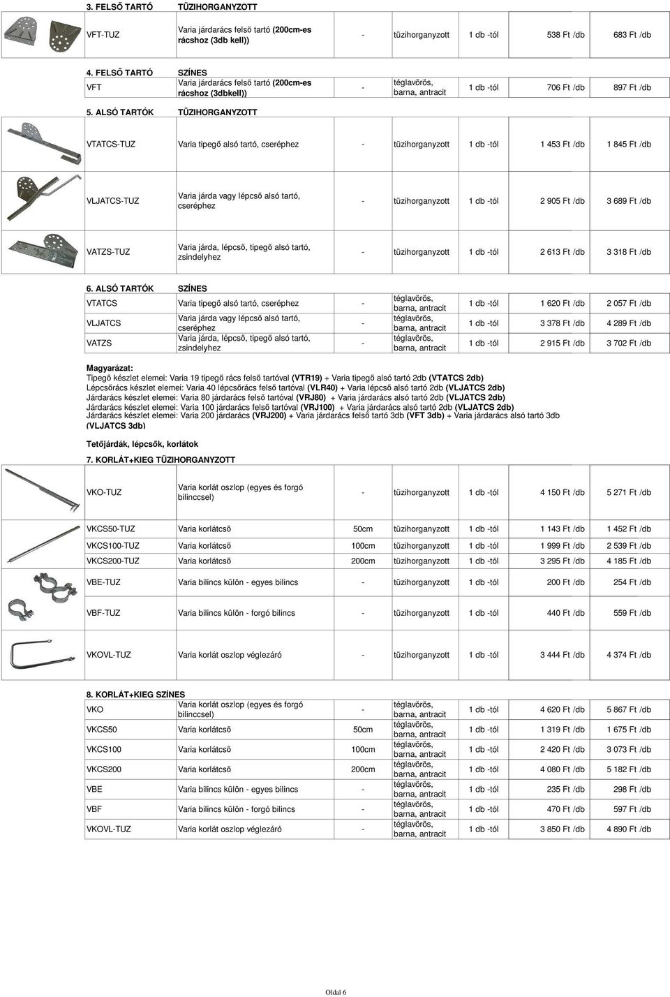 ALSÓ TARTÓK TÜZIHORGANYZOTT VTATCSTUZ Varia tipegő alsó tartó, tüzihorganyzott 1 db tól 1 453 Ft /db 1 845 Ft /db VLJATCSTUZ Varia járda vagy lépcső alsó tartó, tüzihorganyzott 1 db tól 2 905 Ft /db