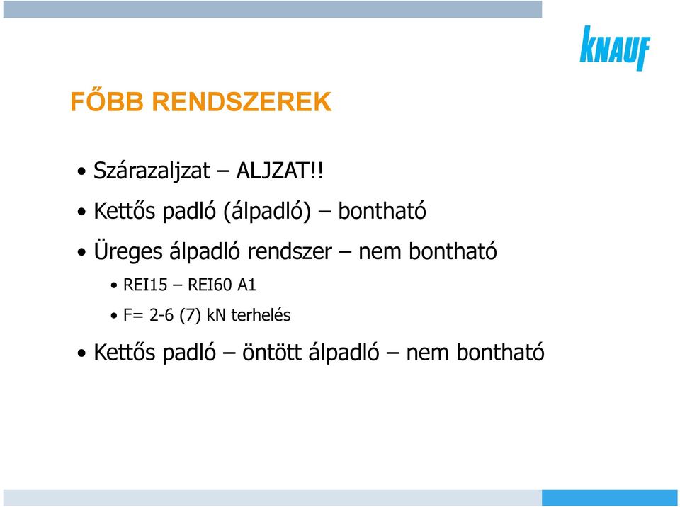 álpadló rendszer nem bontható REI15 REI60 A1