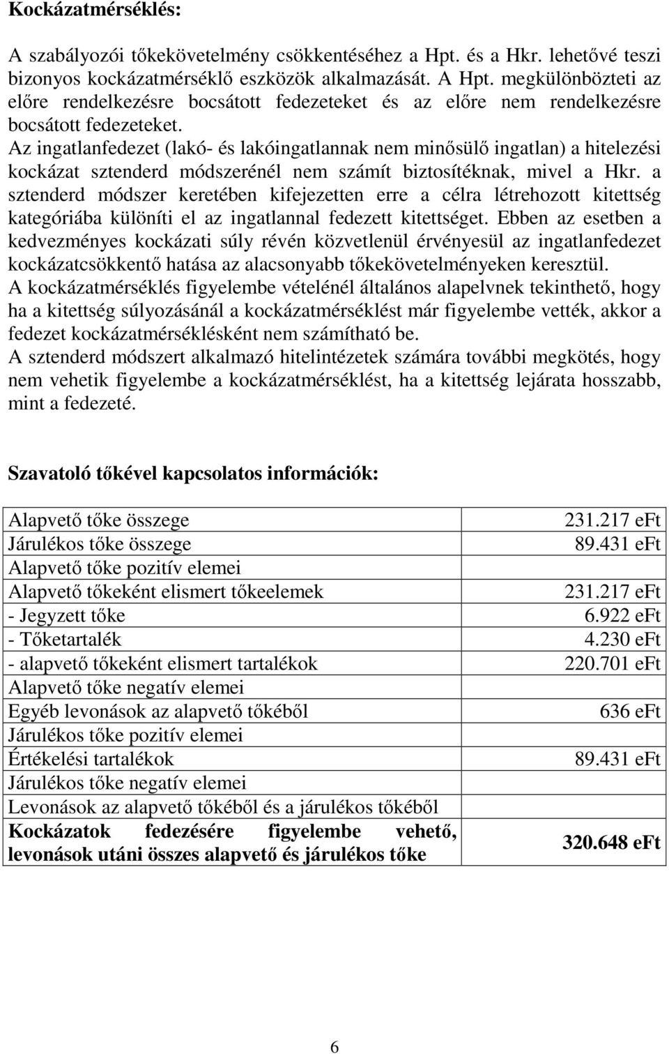 Az ingatlanfedezet (lakó- és lakóingatlannak nem minősülő ingatlan) a hitelezési kockázat sztenderd módszerénél nem számít biztosítéknak, mivel a Hkr.