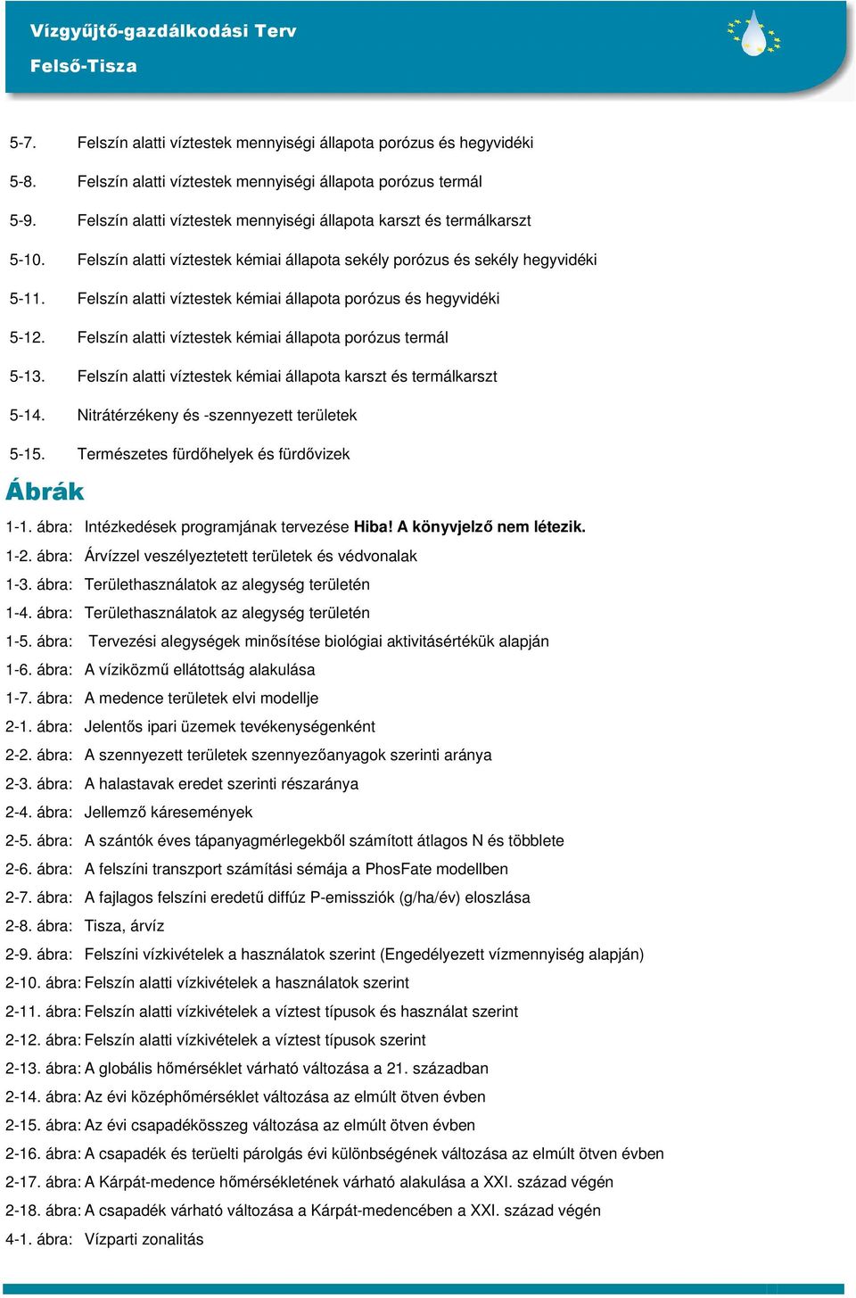 Felszín alatti víztestek kémiai állapota porózus és hegyvidéki 5-12. Felszín alatti víztestek kémiai állapota porózus termál 5-13. Felszín alatti víztestek kémiai állapota karszt és termálkarszt 5-14.