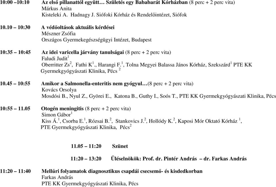 Oberritter Zs 2, Fathi K 1., Harangi F. 1, Tolna Megyei Balassa János Kórház, Szekszárd 1 PTE KK Gyermekgyógyászati Klinika, Pécs 2 10.