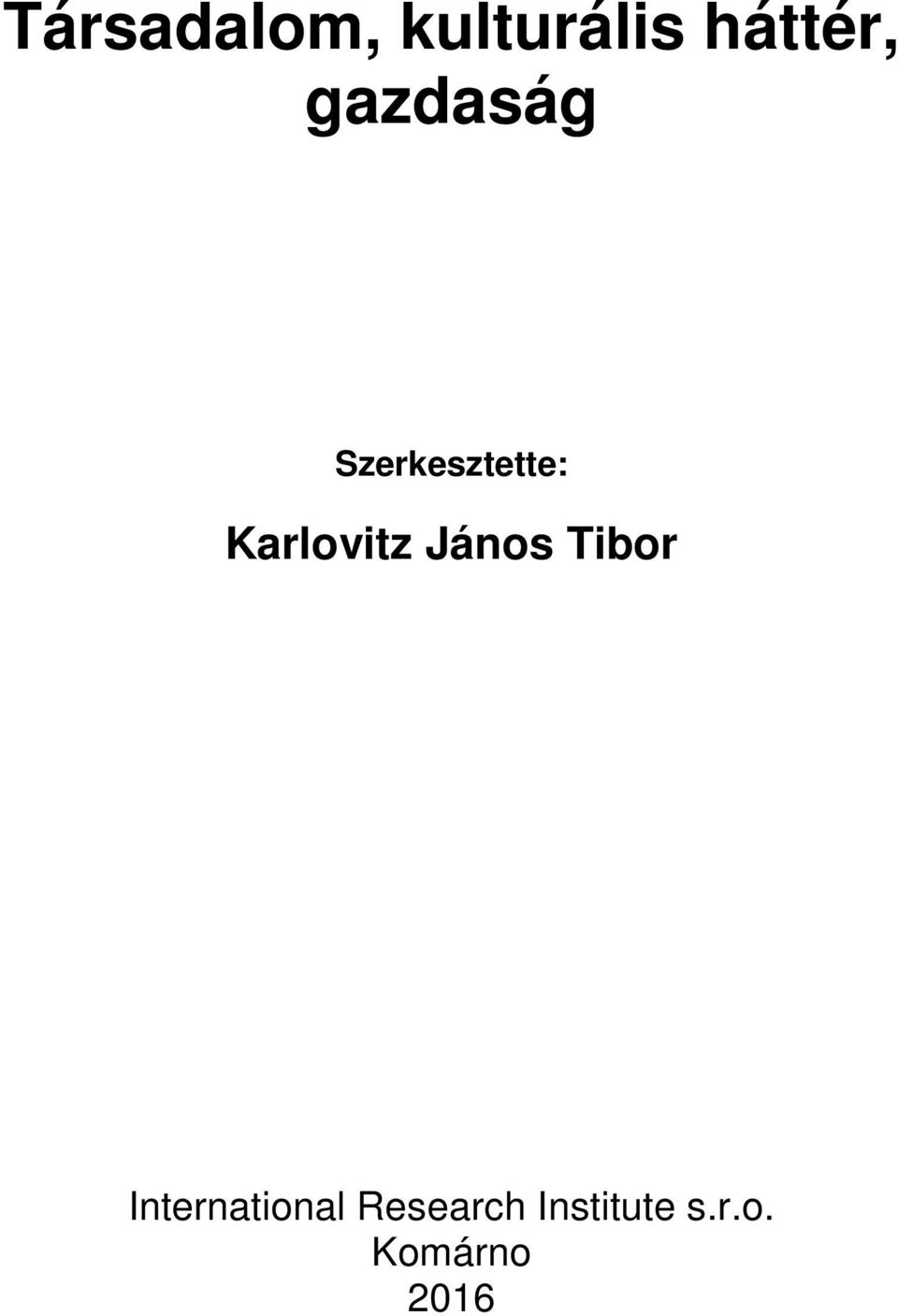 Karlovitz János Tibor