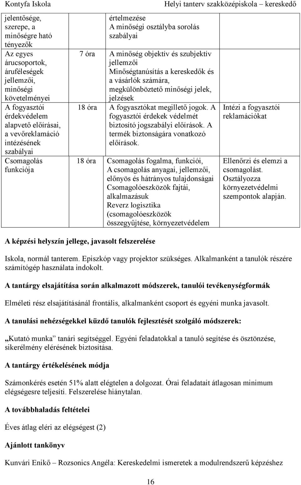 minőségi jelek, jelzések 18 óra A fogyasztókat megillető jogok. A fogyasztói érdekek védelmét biztosító jogszabályi előírások. A termék biztonságára vonatkozó előírások.