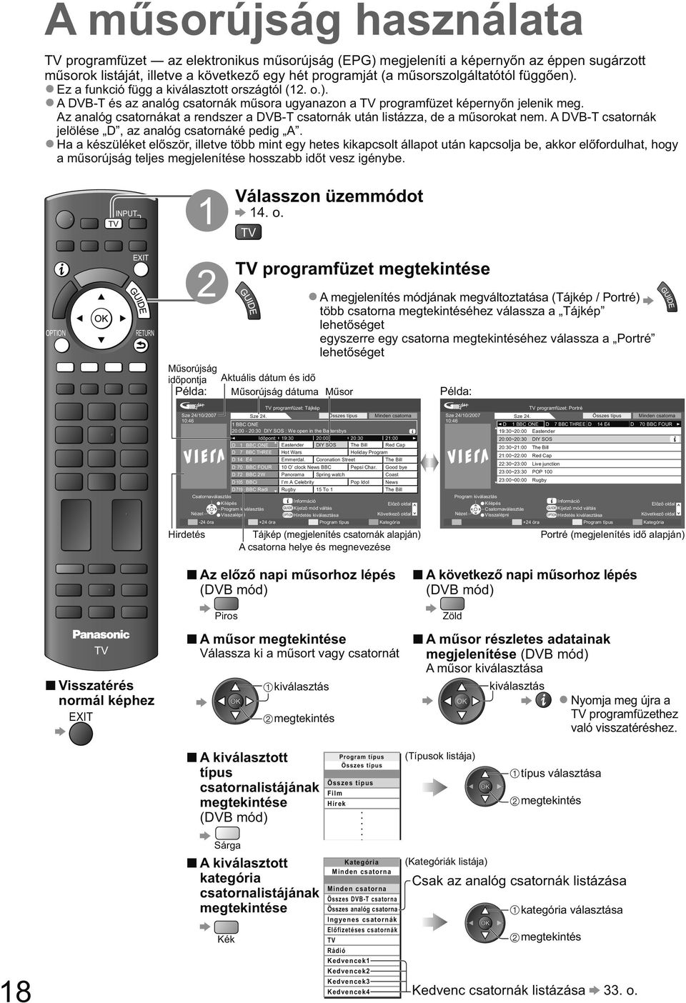 Az analóg csatornákat a rendszer a DVB-T csatornák után listázza, de a m sorokat nem. A DVB-T csatornák jelölése D, az analóg csatornáké pedig A.