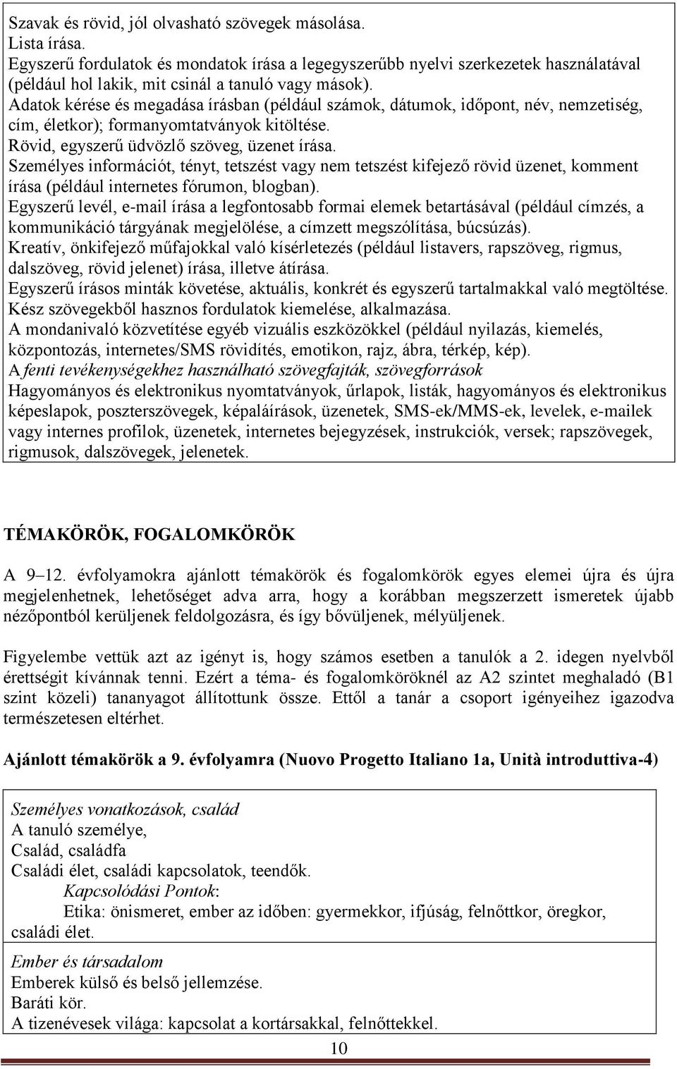 Adatok kérése és megadása írásban (például számok, dátumok, időpont, név, nemzetiség, cím, életkor); formanyomtatványok kitöltése. Rövid, egyszerű üdvözlő szöveg, üzenet írása.