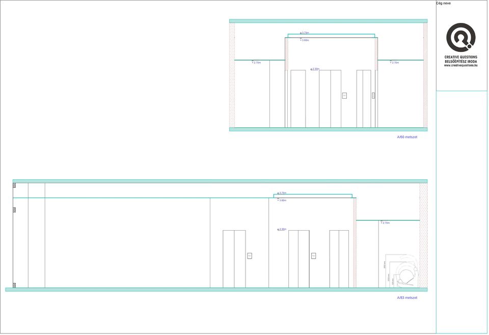 70m + 2.30m A/60 metszet + 3.m + 3.60m + 2.