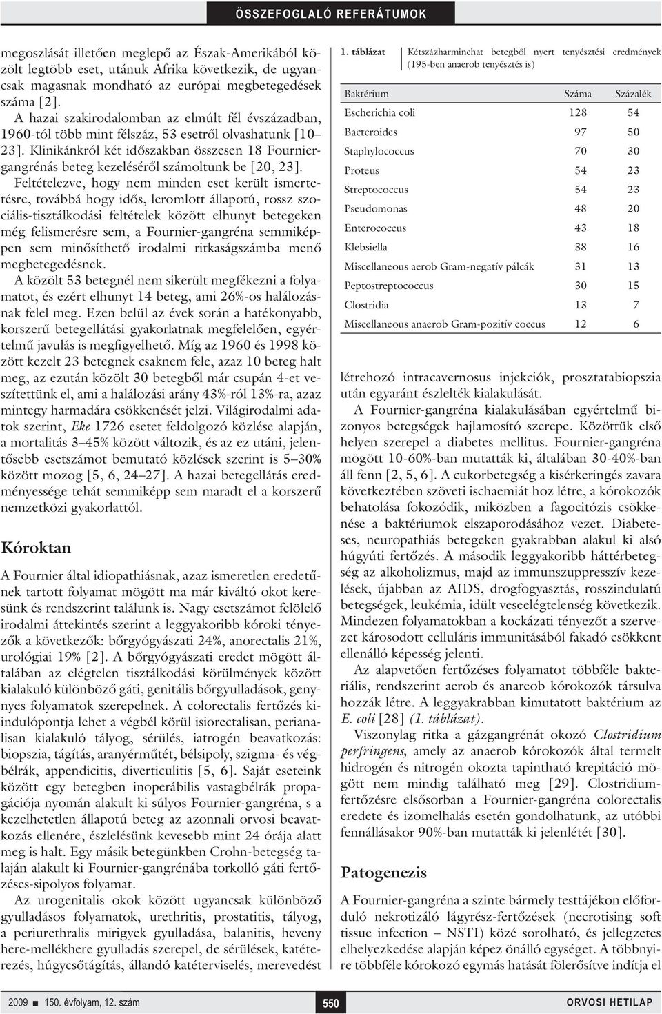 Klinikánkról két időszakban összesen 18 Fourniergangrénás beteg kezeléséről számoltunk be [20, 23].