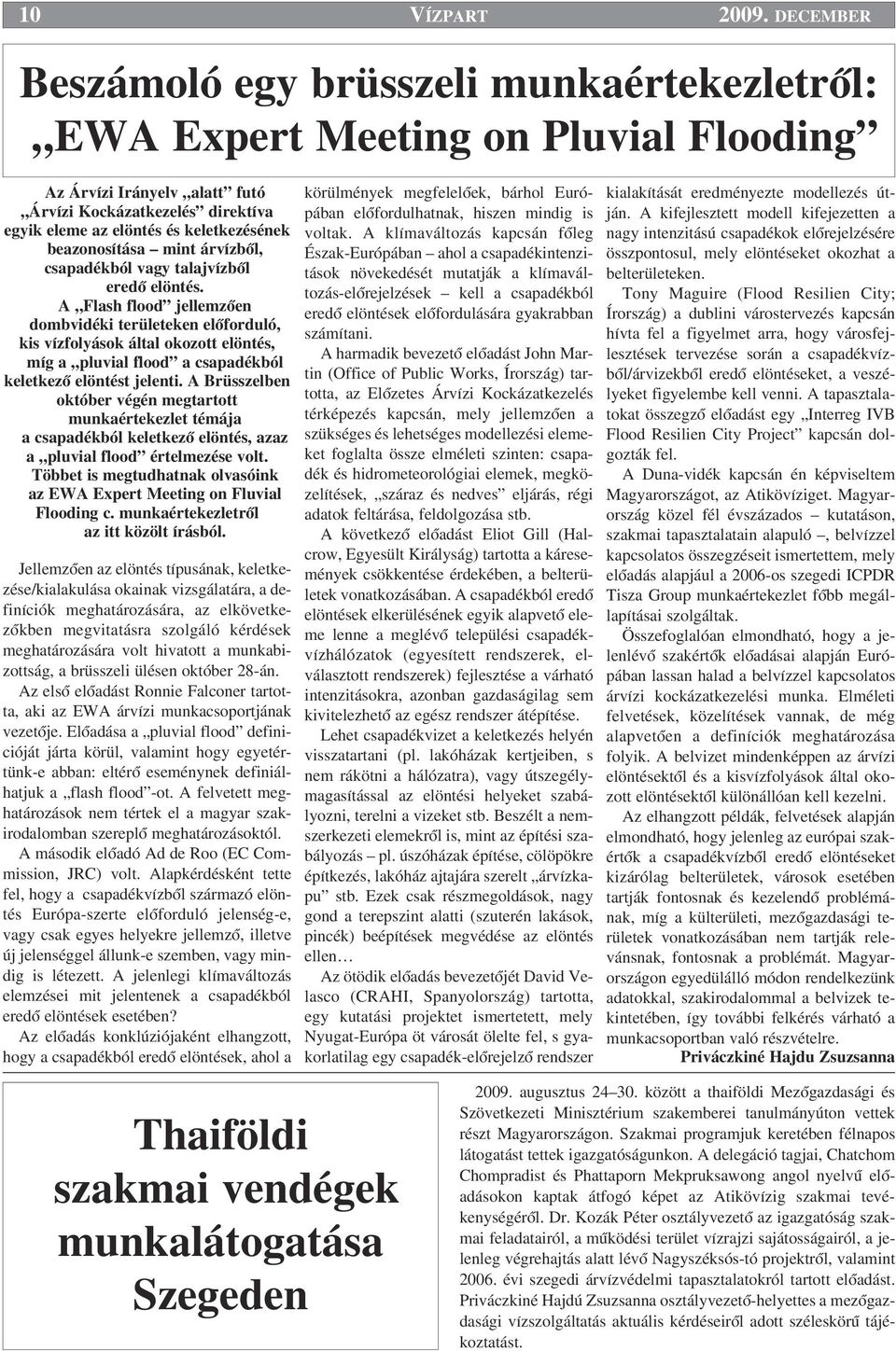beazonosítása mint árvízbœl, csapadékból vagy talajvízbœl eredœ elöntés.