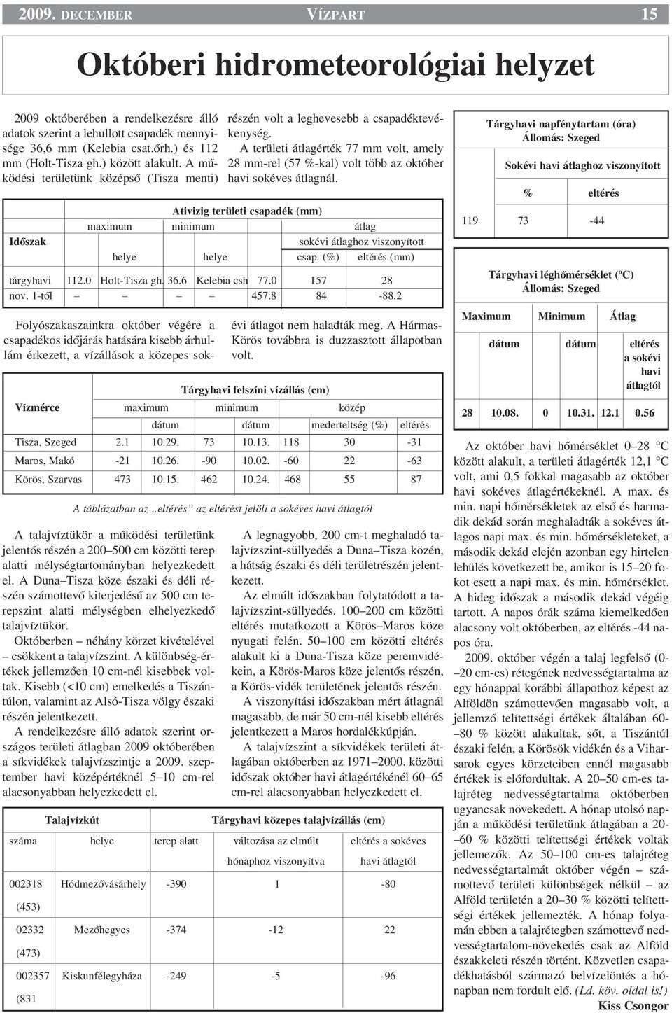 A területi átlagérték 77 mm volt, amely 28 mm-rel (57 %-kal) volt több az október havi sokéves átlagnál.