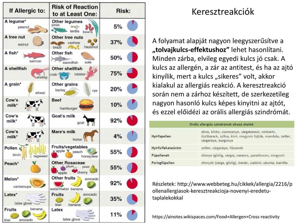 kióa keresztreakció k során nem a zárhoz készített, de szerkezetileg nagyon hasonló kulcs képes kinyitni az ajtót, és ezzel előidézi az orális allergiás
