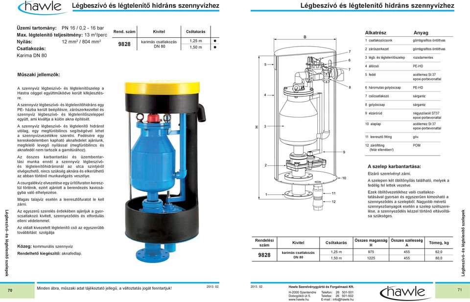 Légbeszívó és légtelenítő szelep. Légbeszívó és légtelenítő szelep DN 1"  kis levegő mennyiséghez DN 2" / DN 50 - PDF Ingyenes letöltés