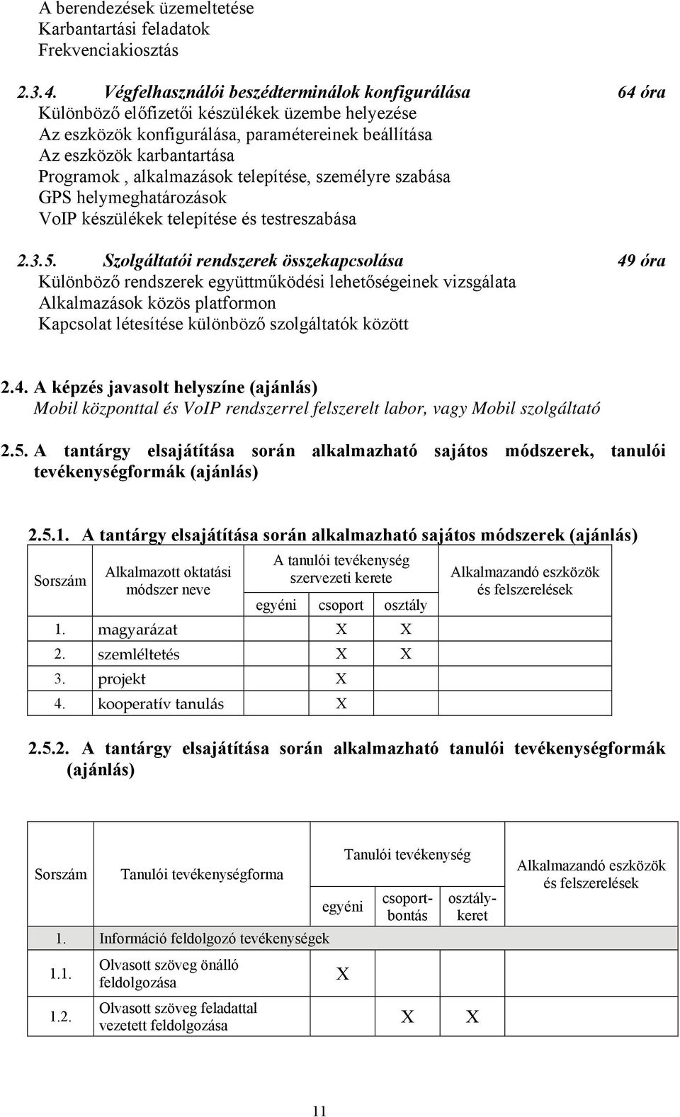 alkalmazások telepítése, személyre szabása GPS helymeghatározások VoIP készülékek telepítése és testreszabása 2.3.5.