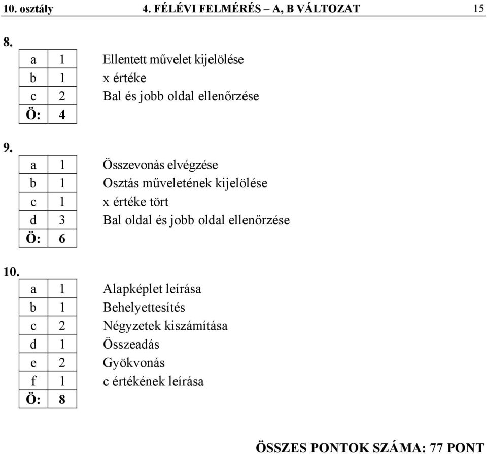 elvégzése b 1 Osztás műveletének kijelölése c 1 x értéke tört d 3 Bal oldal és jobb oldal ellenőrzése